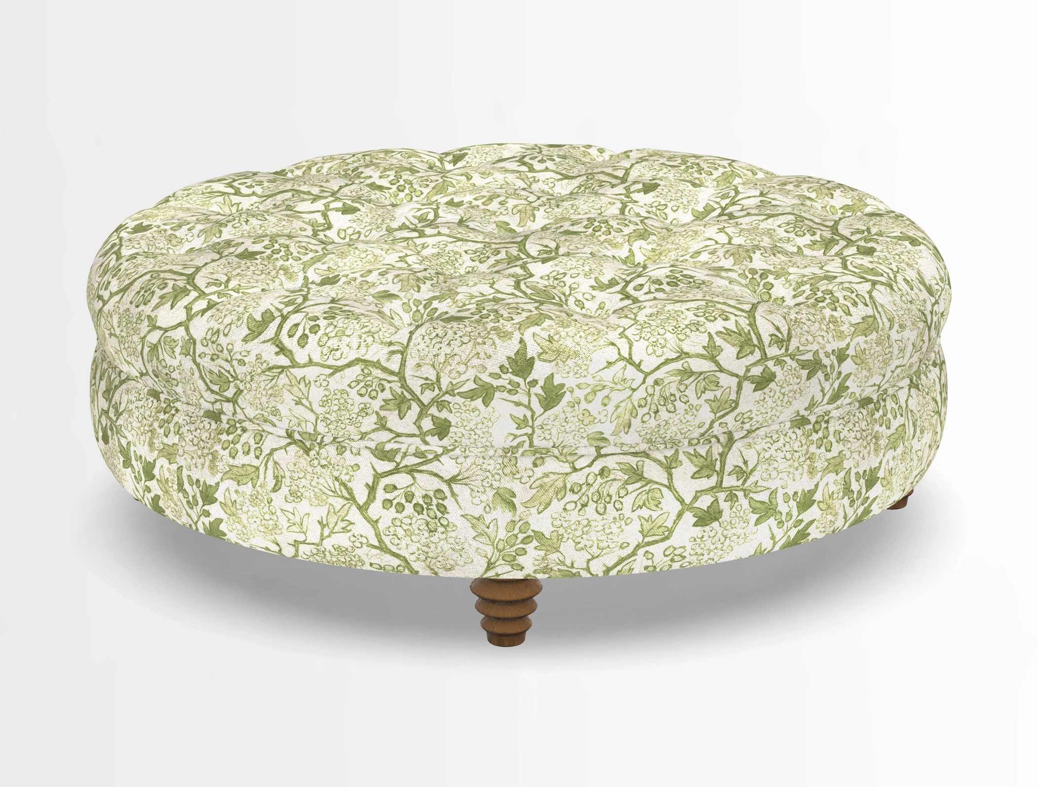 Helmsley Round Footstool in Linwood Omega Velvet Navy