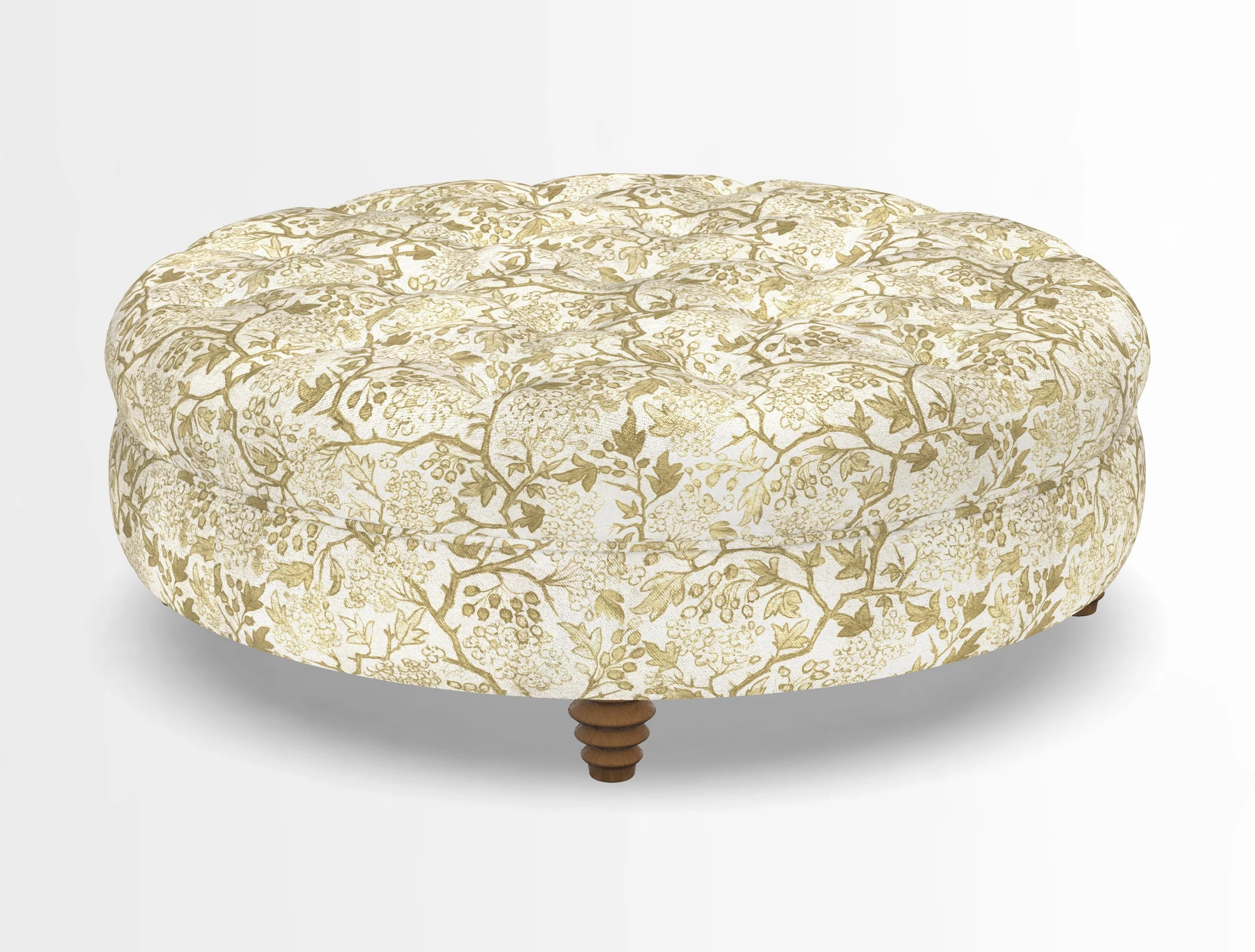 Helmsley Round Footstool in Linwood Omega Velvet Navy