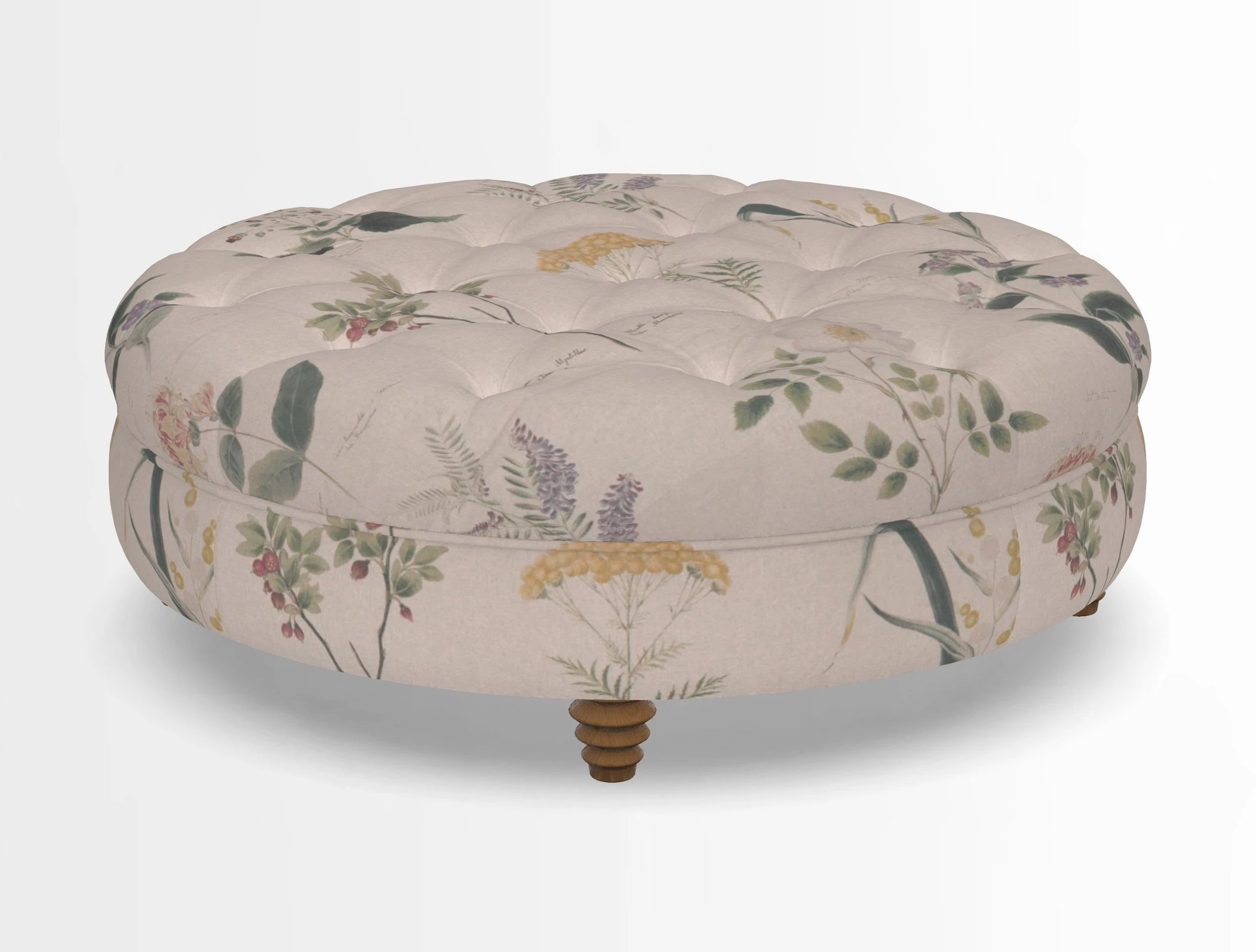 Helmsley Round Footstool in Linwood Omega Velvet Navy