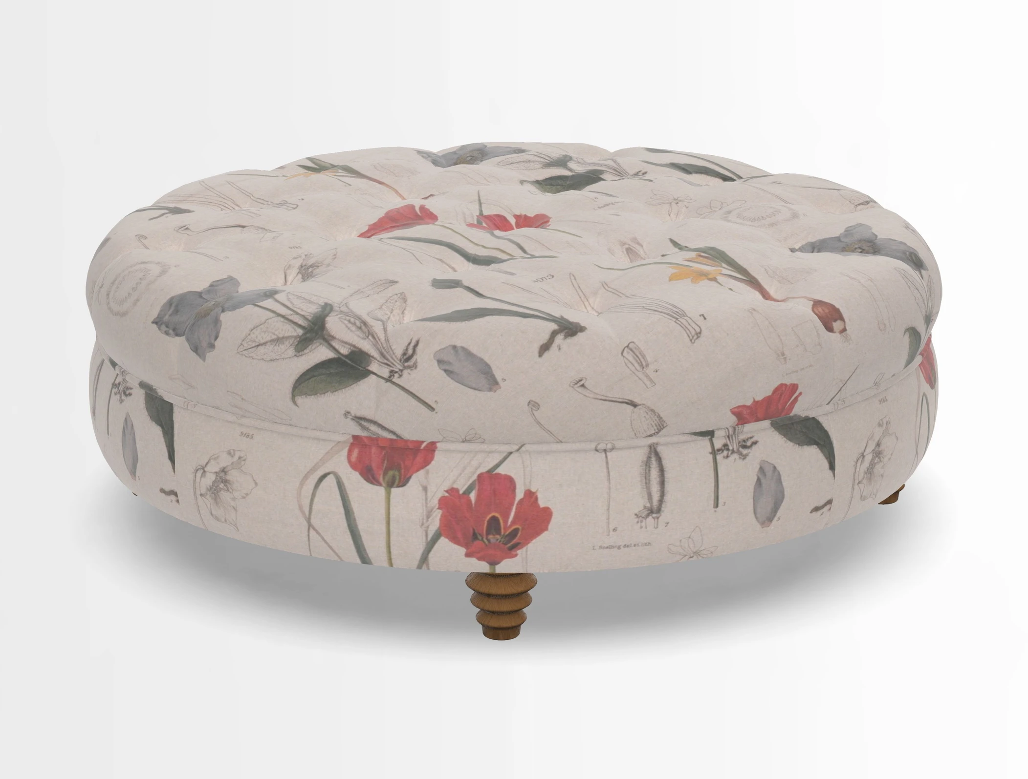 Helmsley Round Footstool in Linwood Omega Velvet Navy