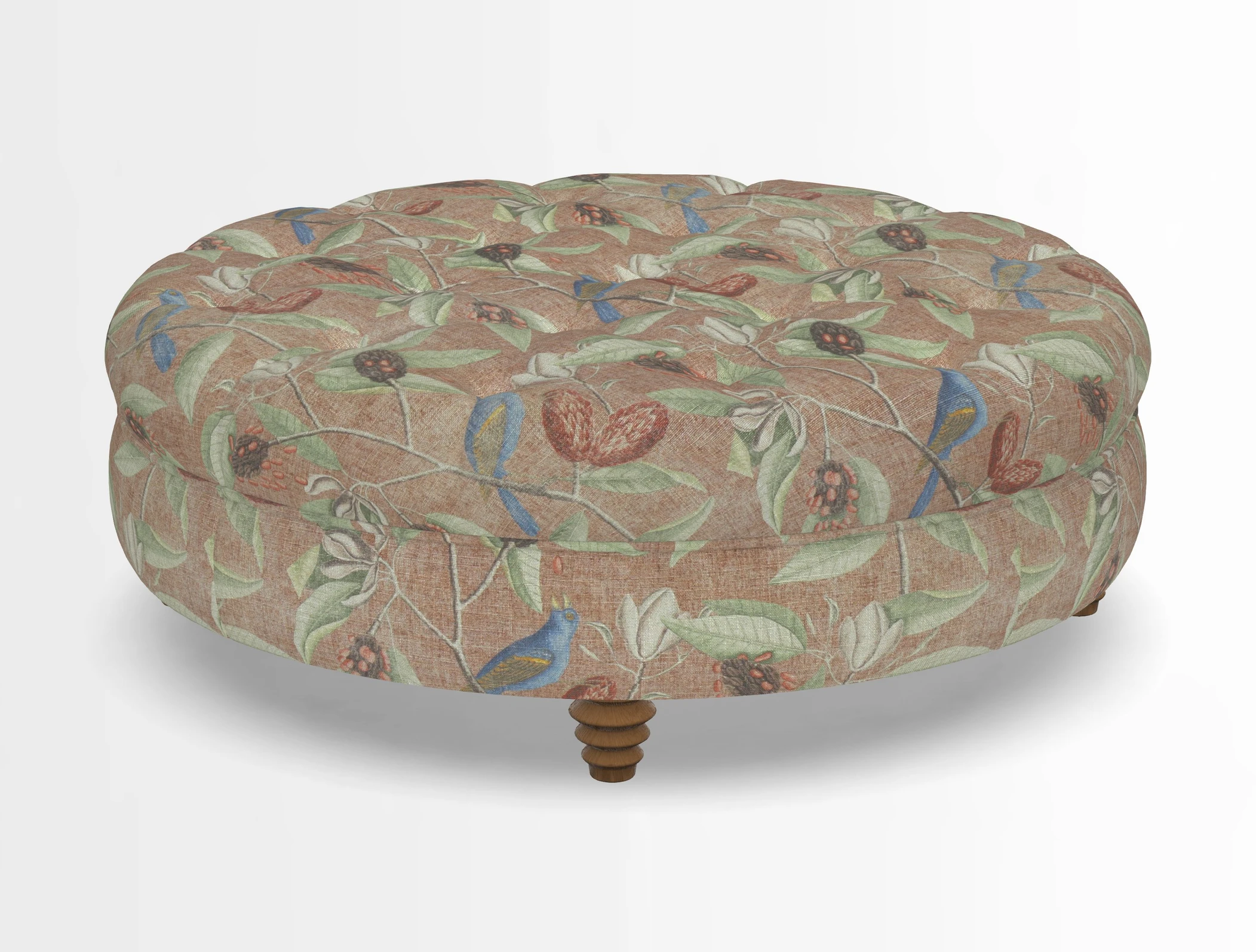 Helmsley Round Footstool in Linwood Omega Velvet Navy
