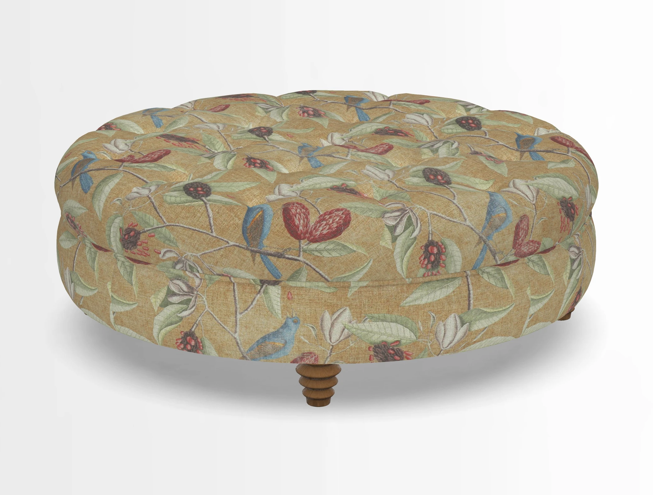 Helmsley Round Footstool in Linwood Omega Velvet Navy