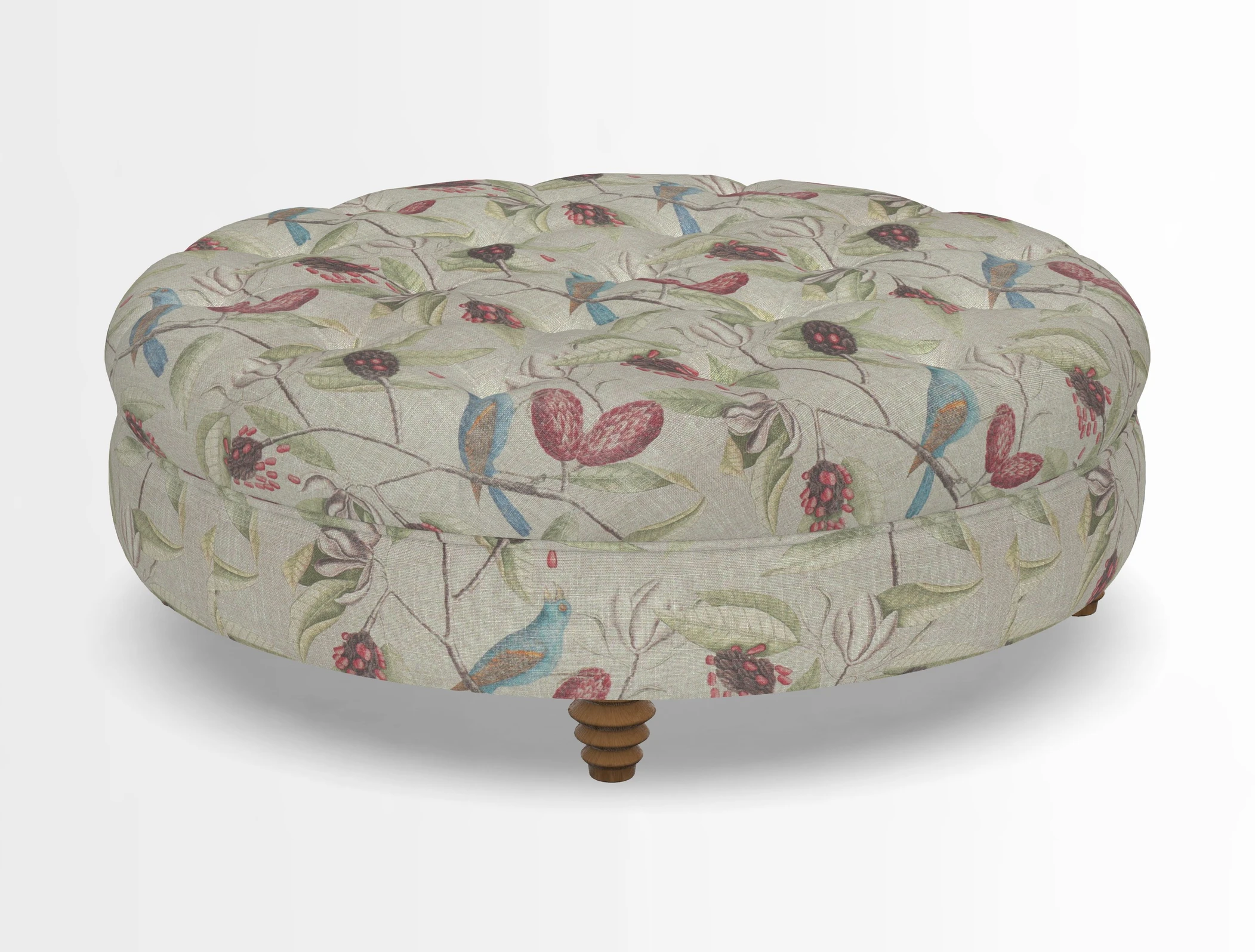 Helmsley Round Footstool in Linwood Omega Velvet Navy