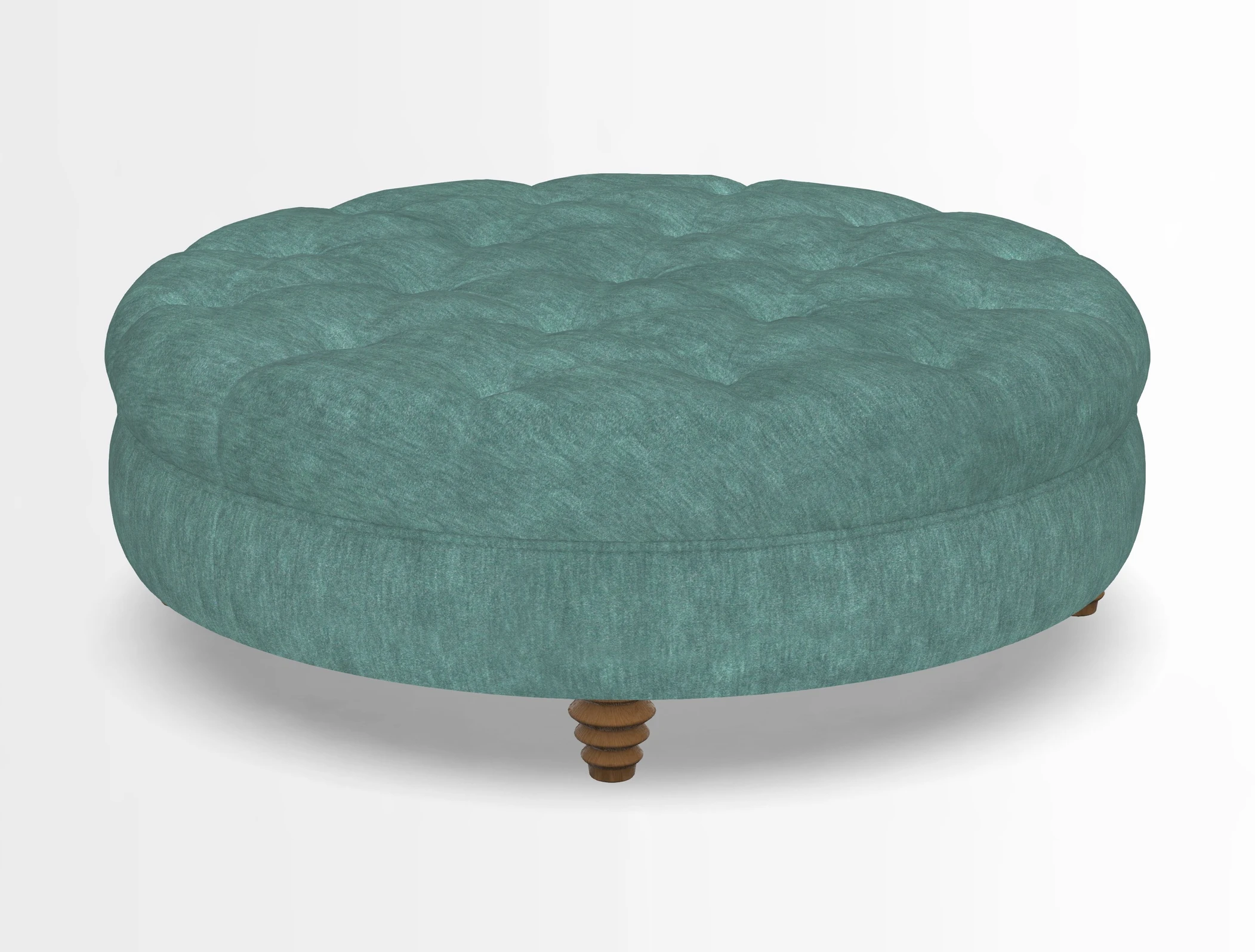 Helmsley Round Footstool in Linwood Omega Velvet Navy