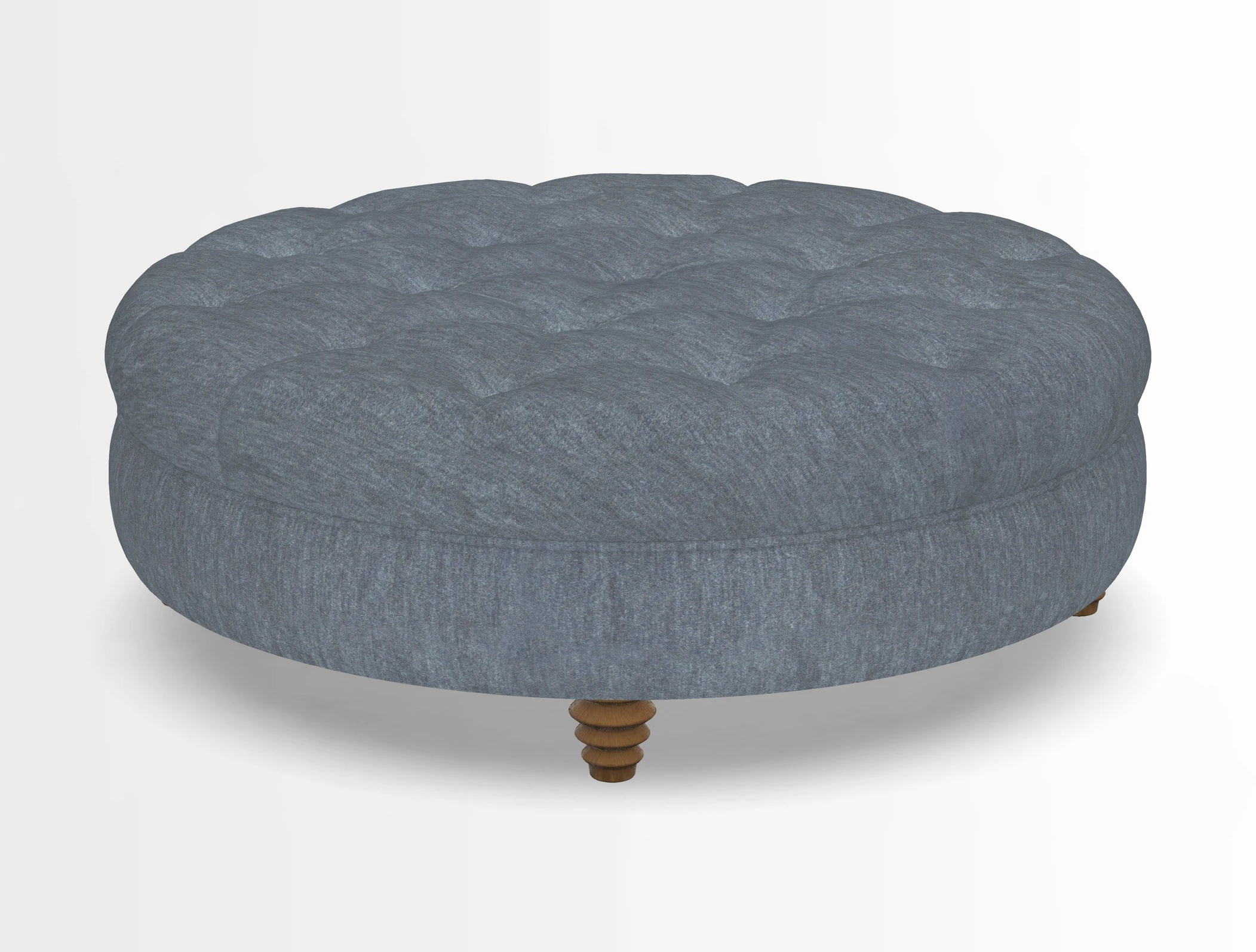 Helmsley Round Footstool in Linwood Omega Velvet Navy