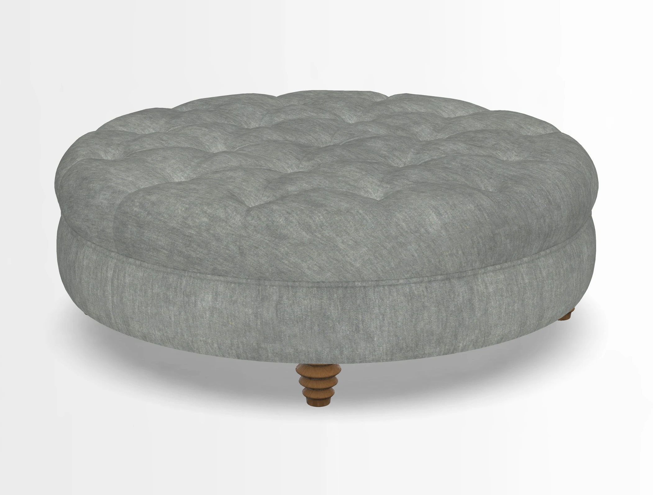 Helmsley Round Footstool in Linwood Omega Velvet Navy