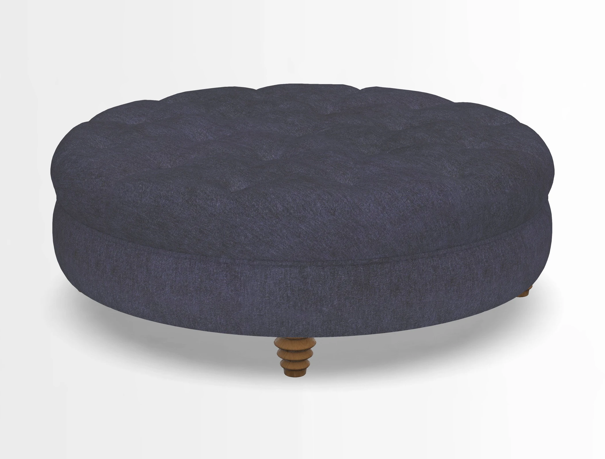 Helmsley Round Footstool in Linwood Omega Velvet Navy