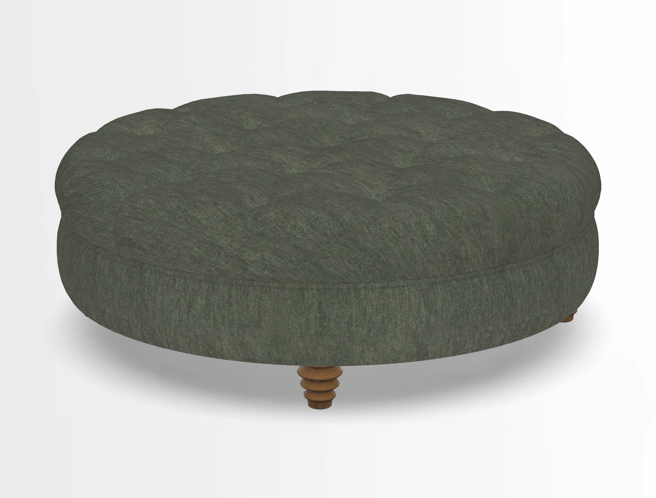 Helmsley Round Footstool in Linwood Omega Velvet Navy