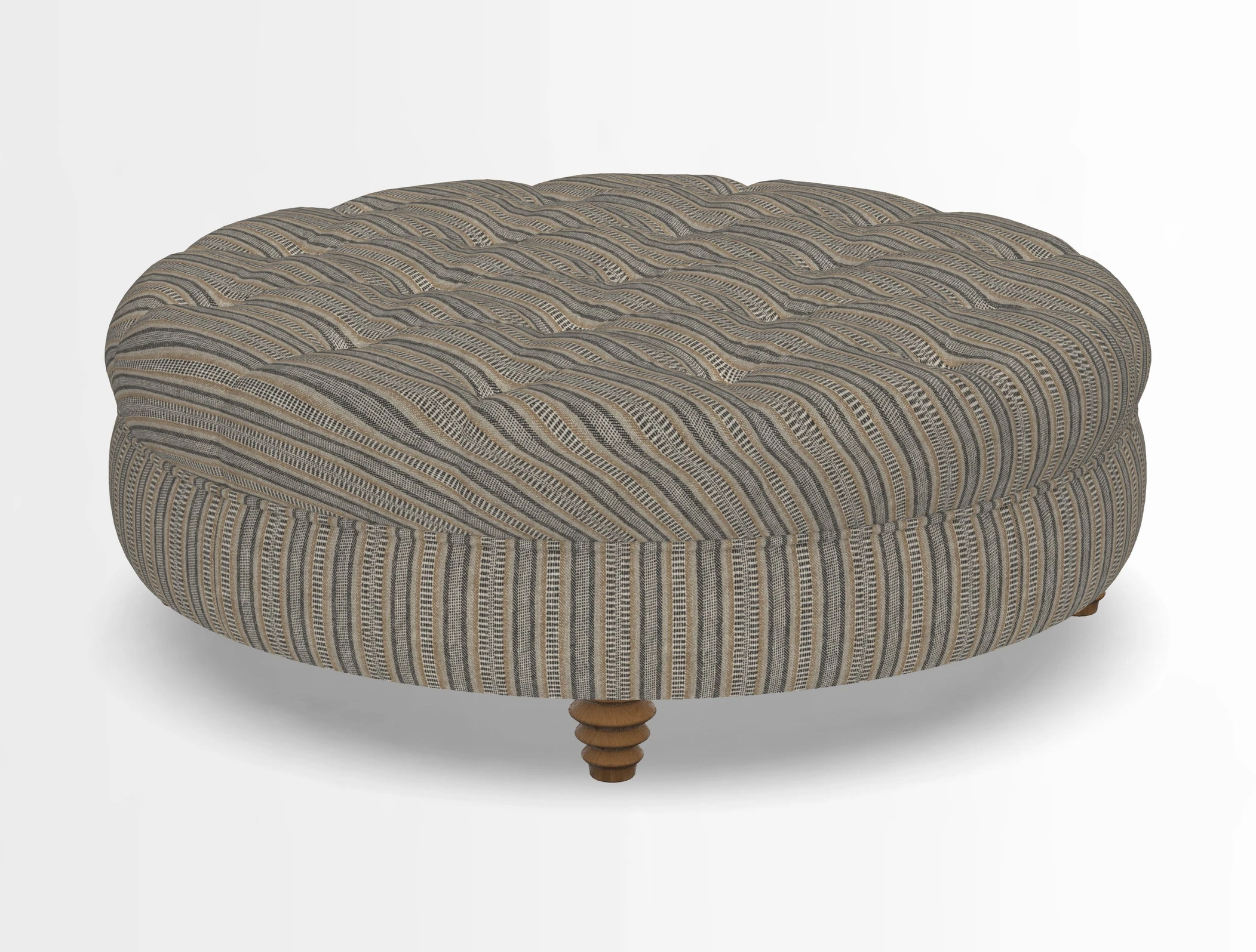 Helmsley Round Footstool in Linwood Omega Velvet Navy