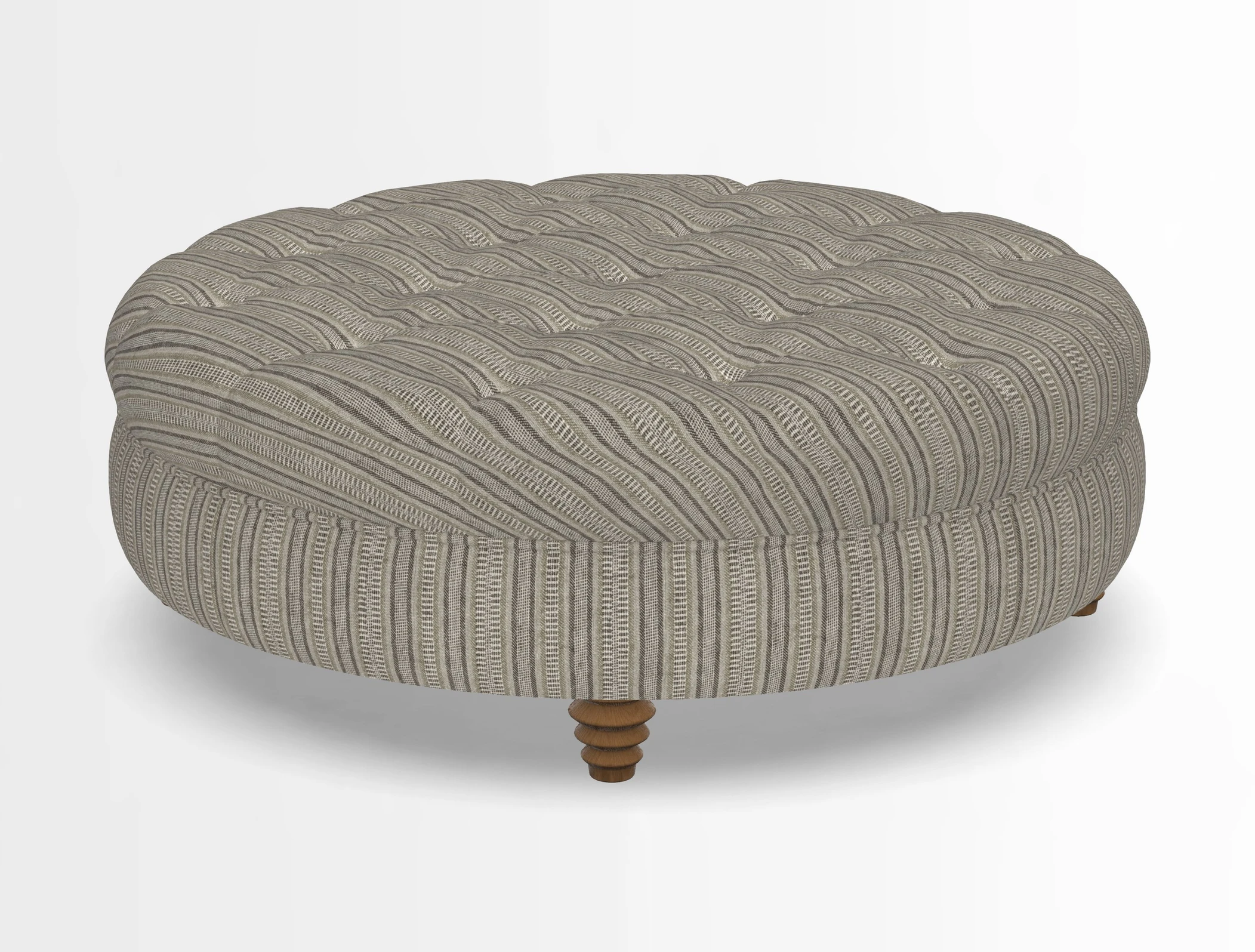 Helmsley Round Footstool in Linwood Omega Velvet Navy