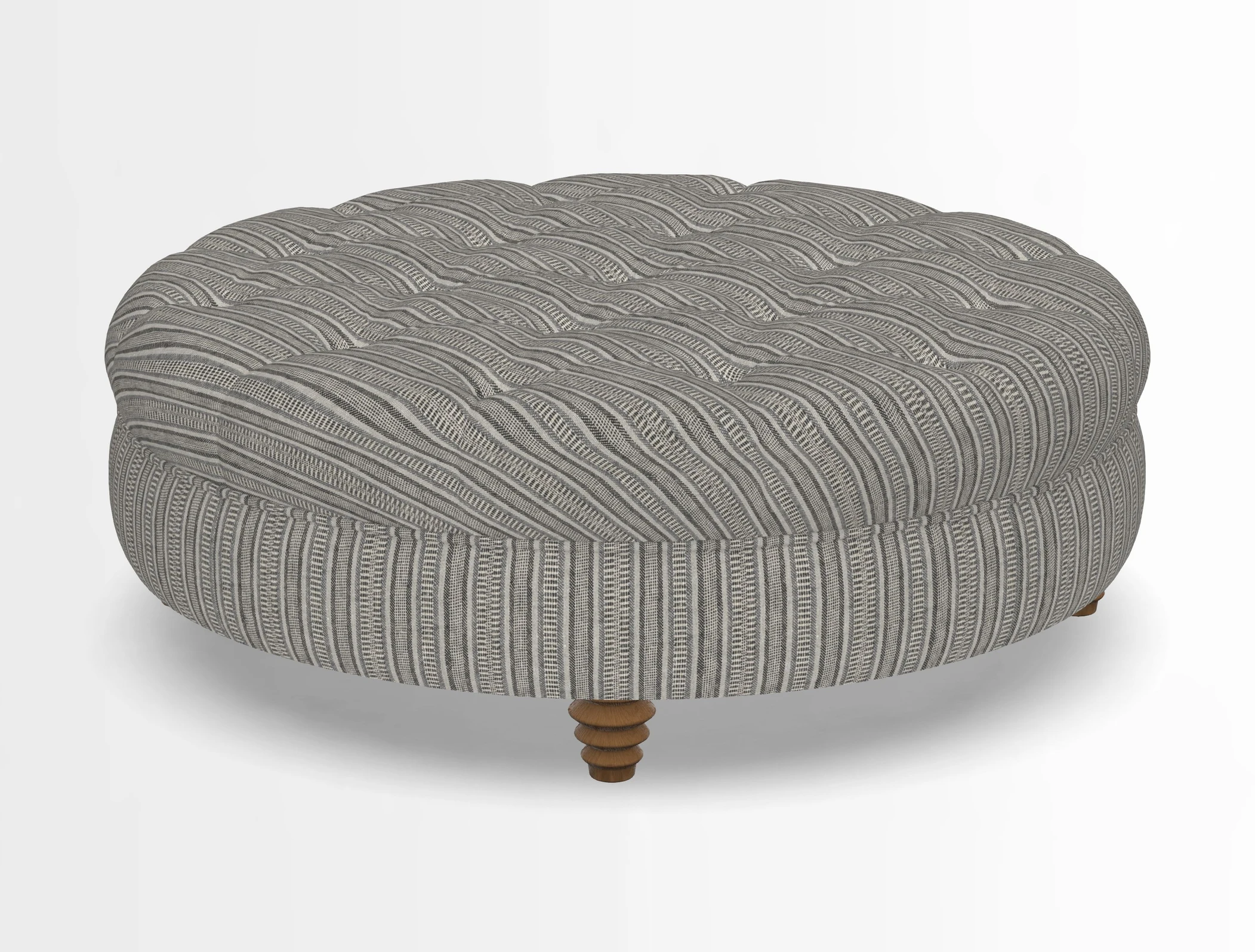 Helmsley Round Footstool in Linwood Omega Velvet Navy