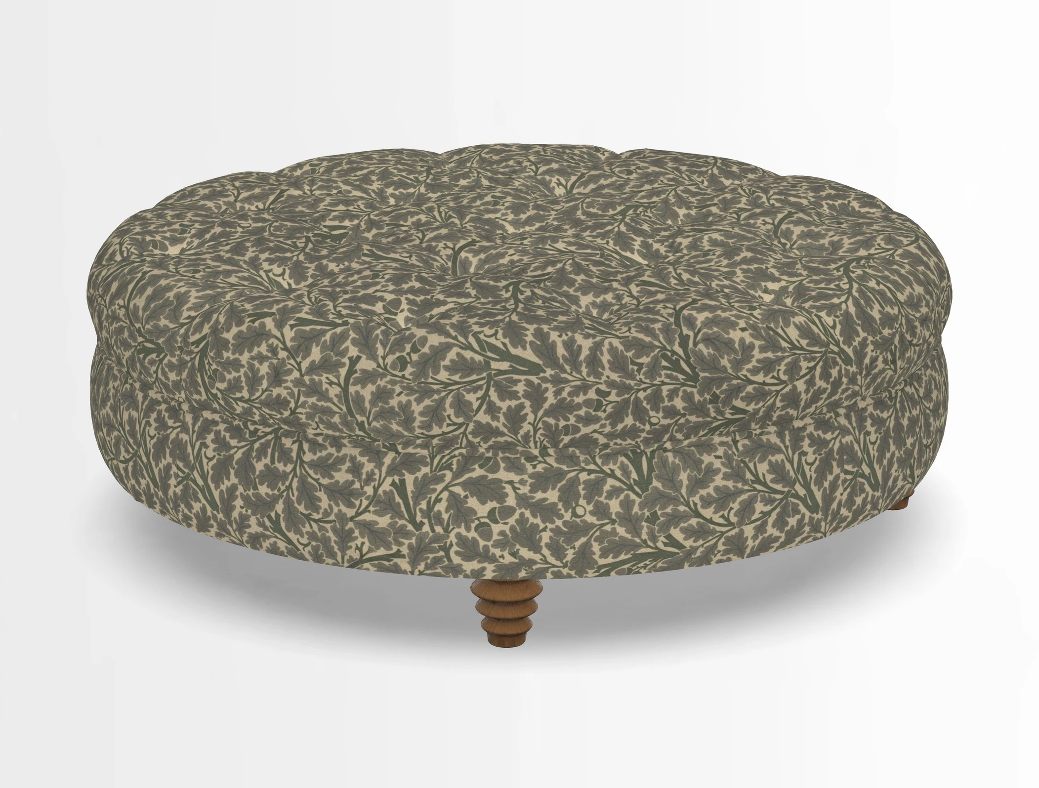 Helmsley Round Footstool in Linwood Omega Velvet Navy