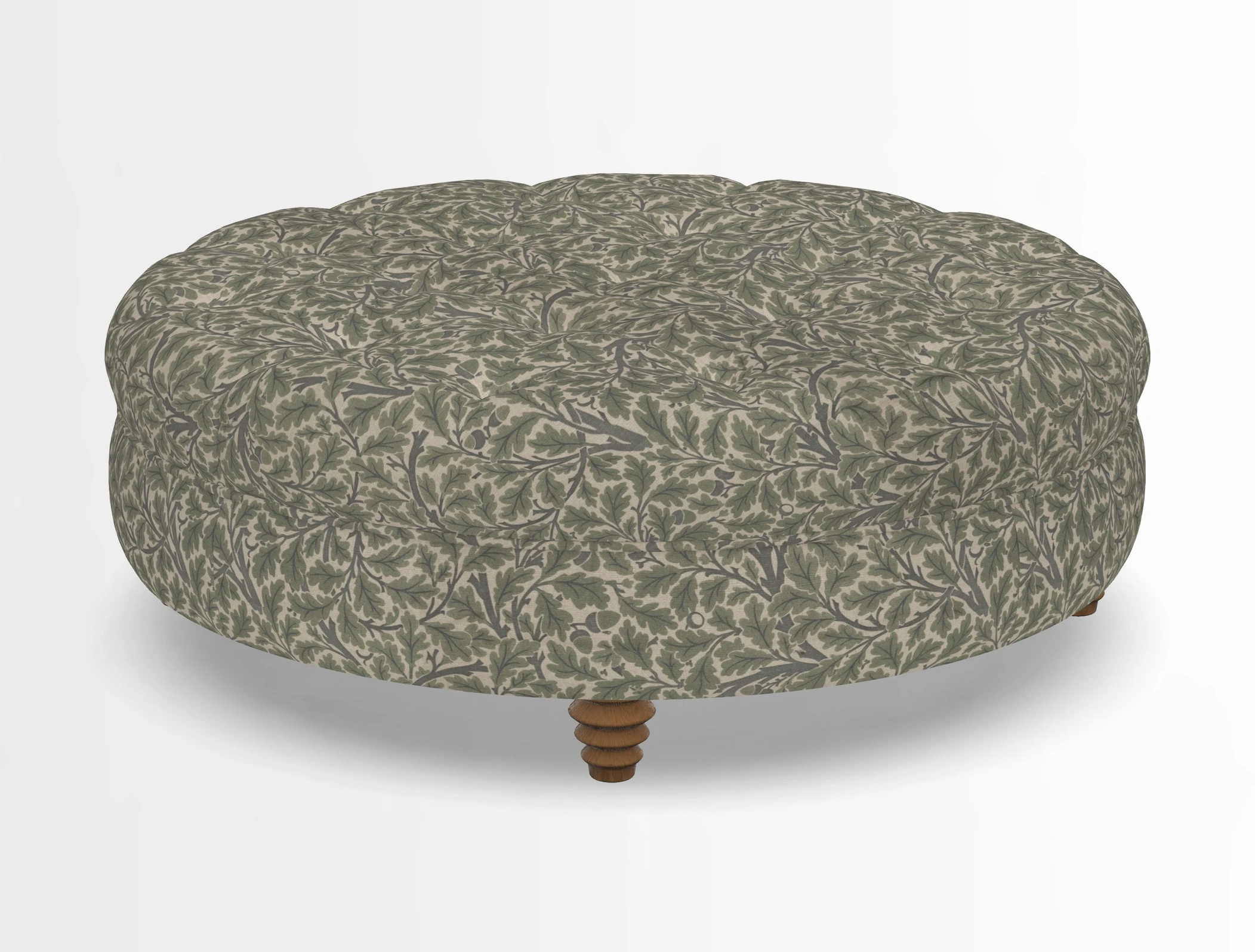 Helmsley Round Footstool in Linwood Omega Velvet Navy