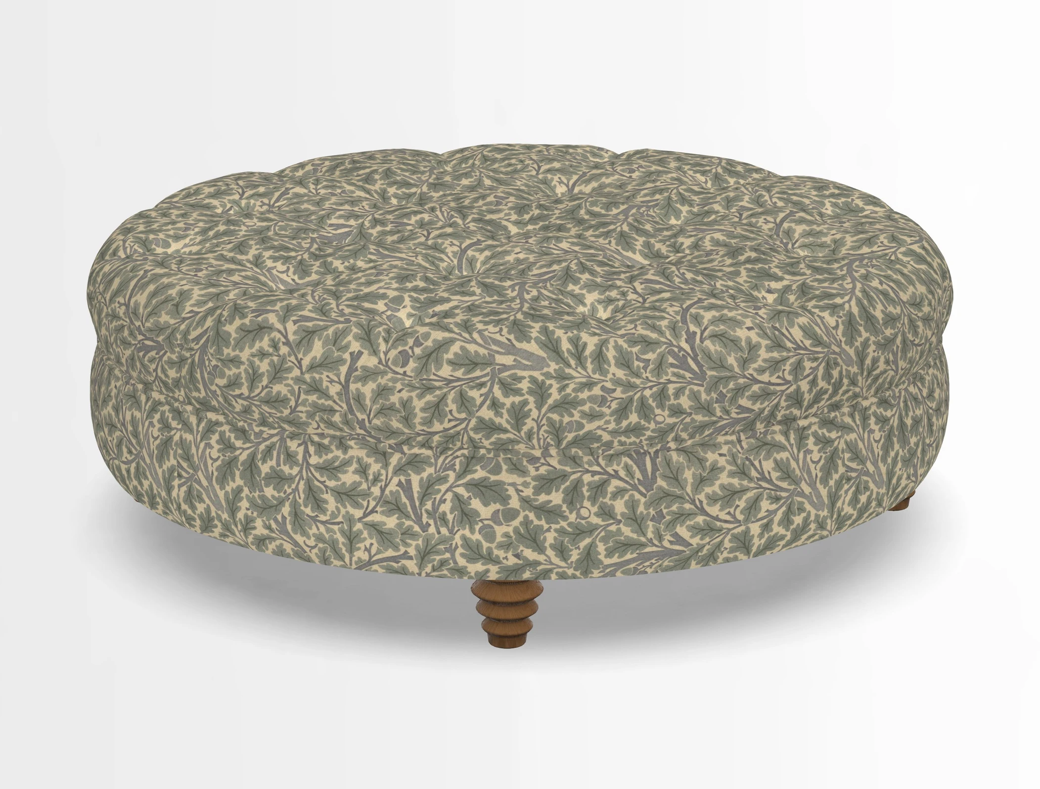 Helmsley Round Footstool in Linwood Omega Velvet Navy