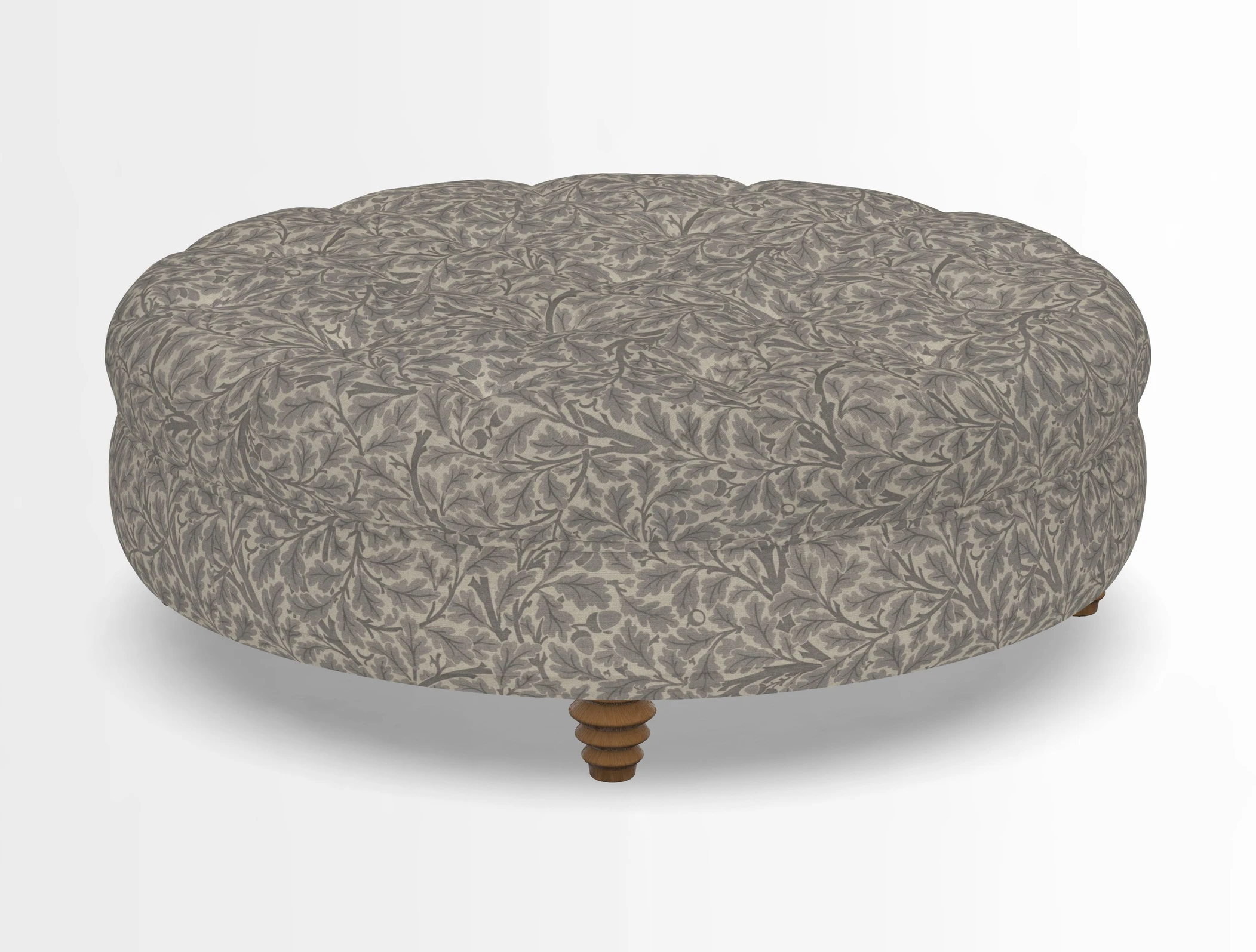 Helmsley Round Footstool in Linwood Omega Velvet Navy