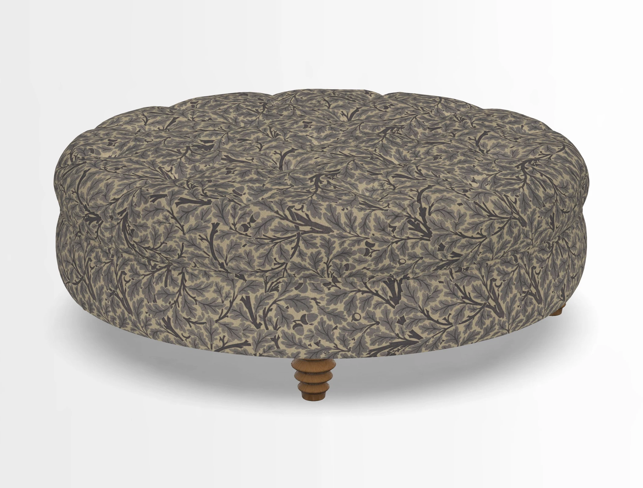 Helmsley Round Footstool in Linwood Omega Velvet Navy