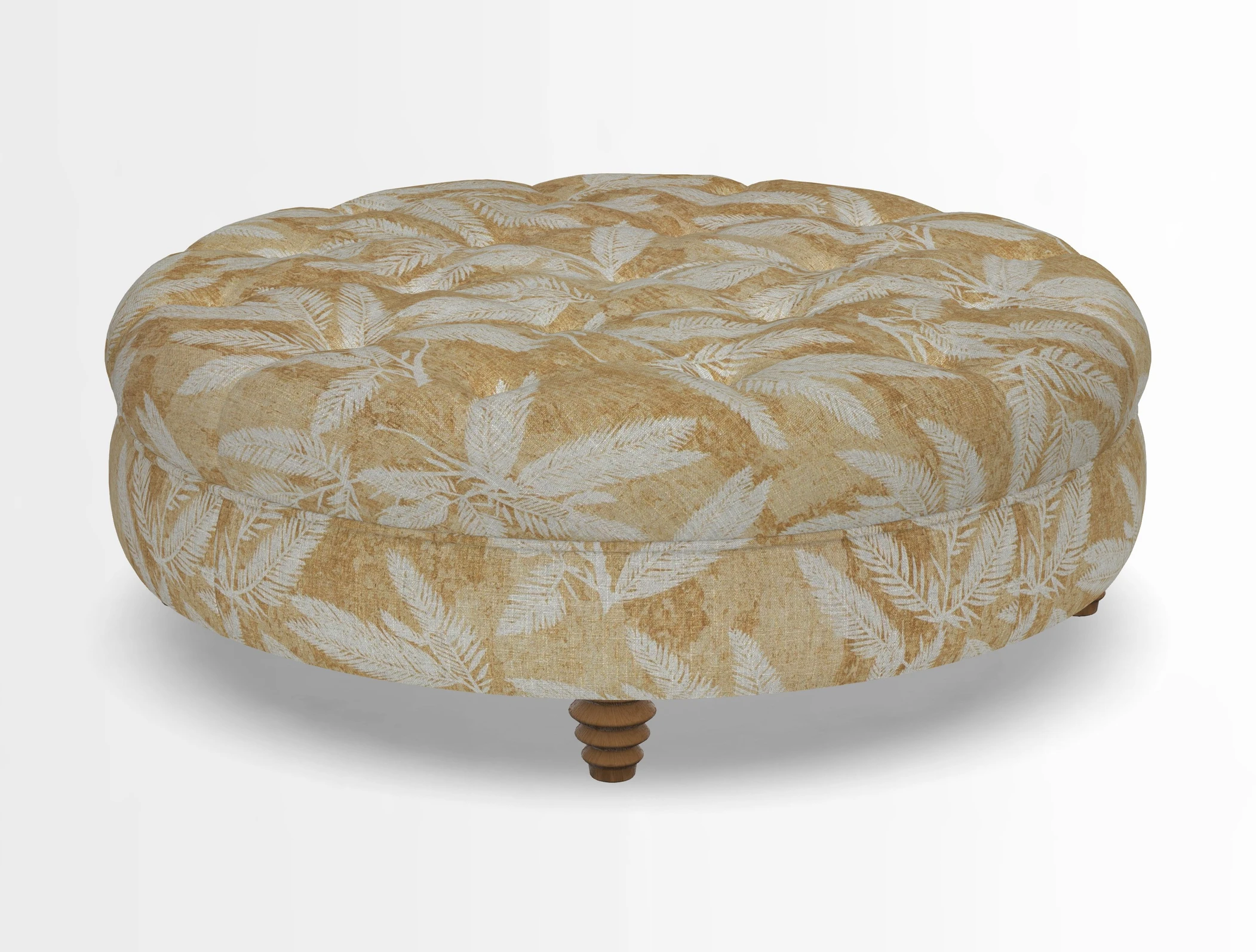 Helmsley Round Footstool in Linwood Omega Velvet Navy