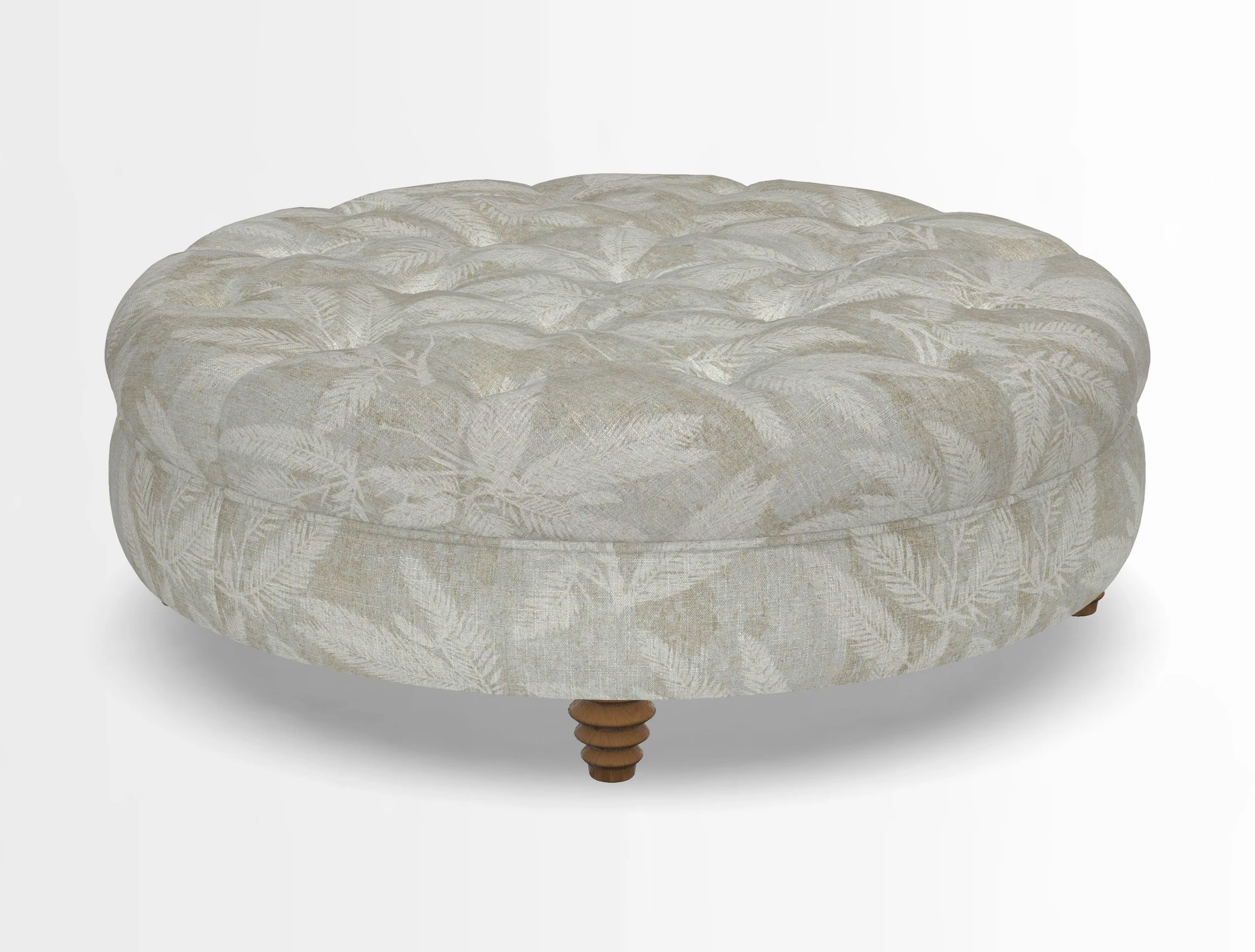 Helmsley Round Footstool in Linwood Omega Velvet Navy