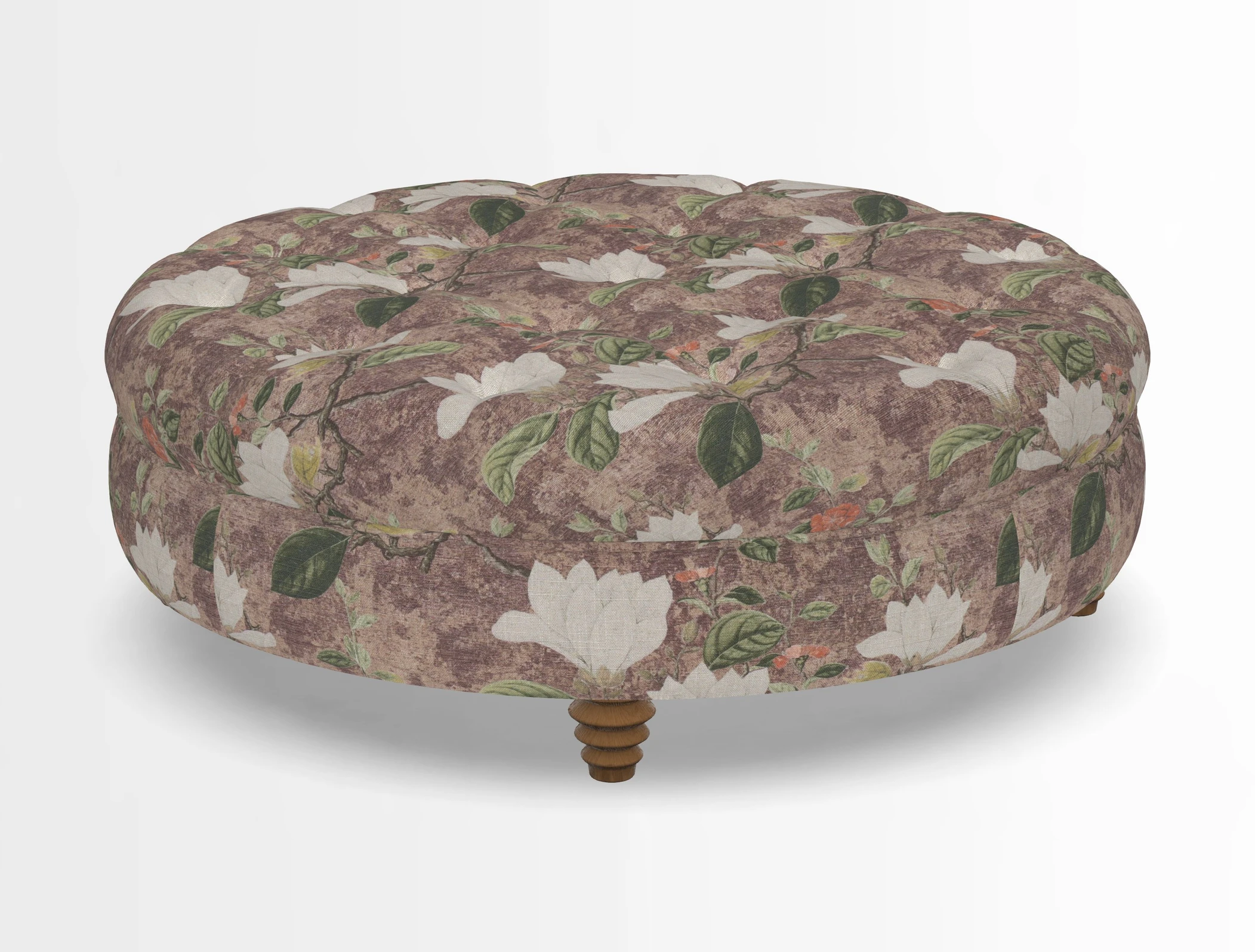Helmsley Round Footstool in Linwood Omega Velvet Navy