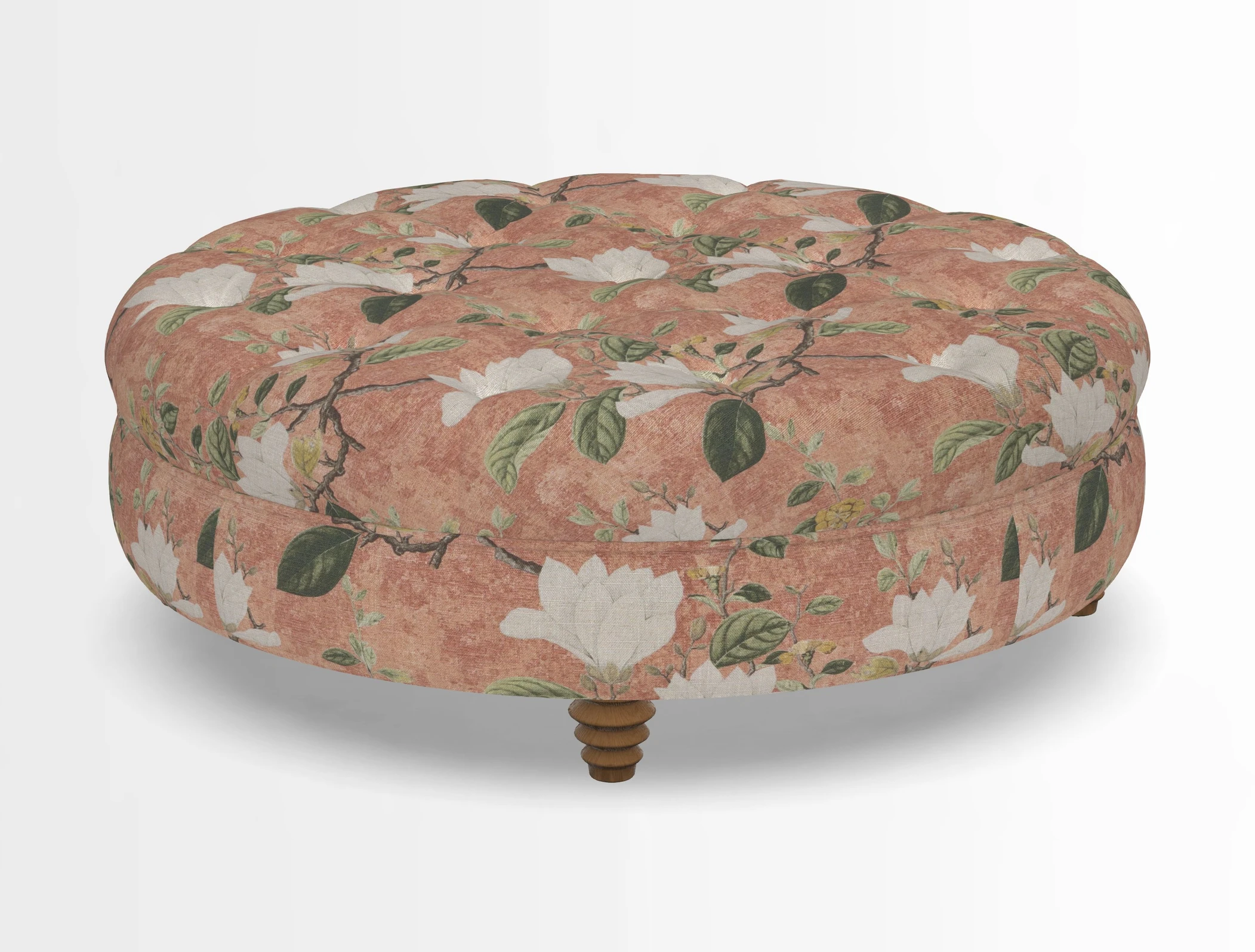 Helmsley Round Footstool in Linwood Omega Velvet Navy