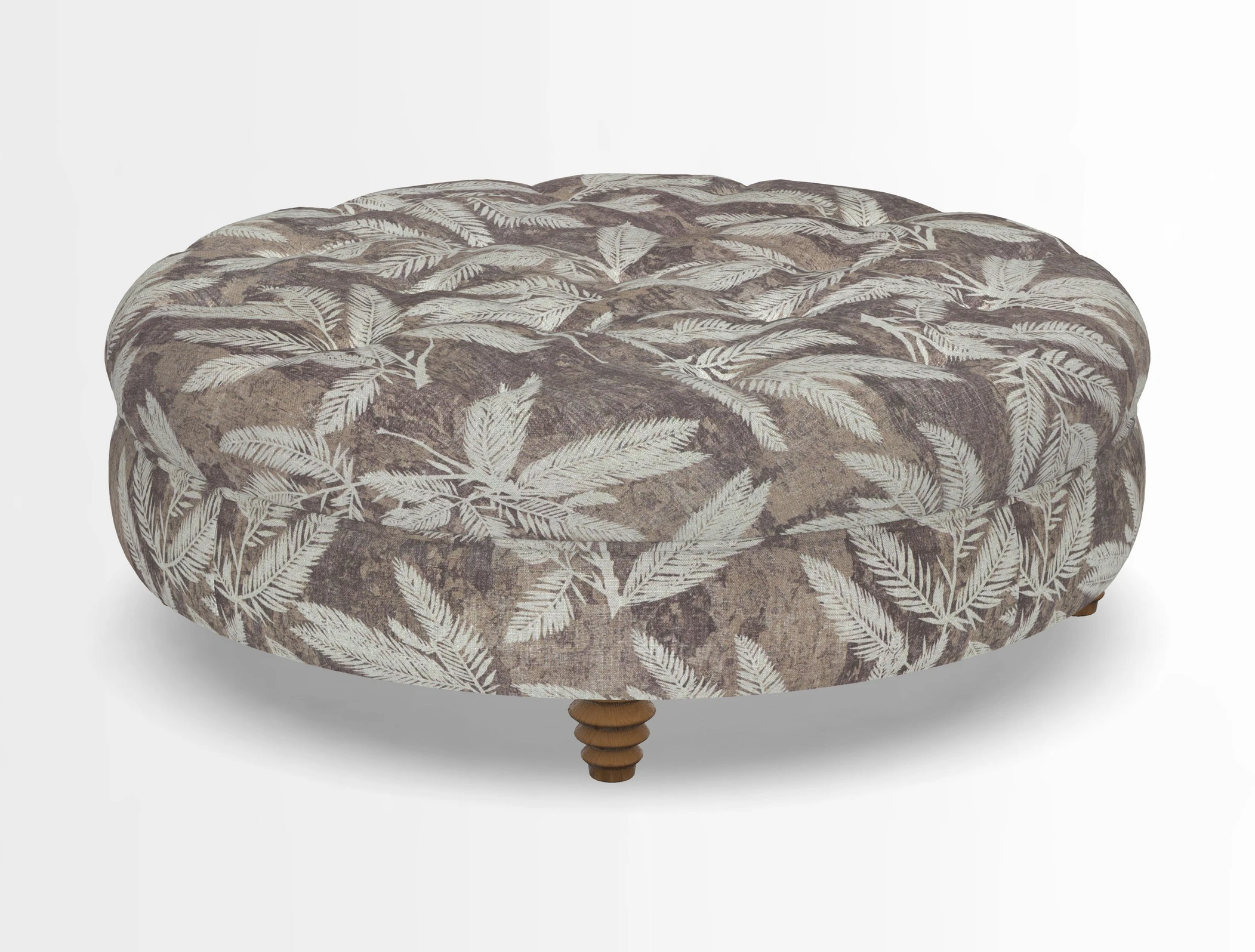 Helmsley Round Footstool in Linwood Omega Velvet Navy