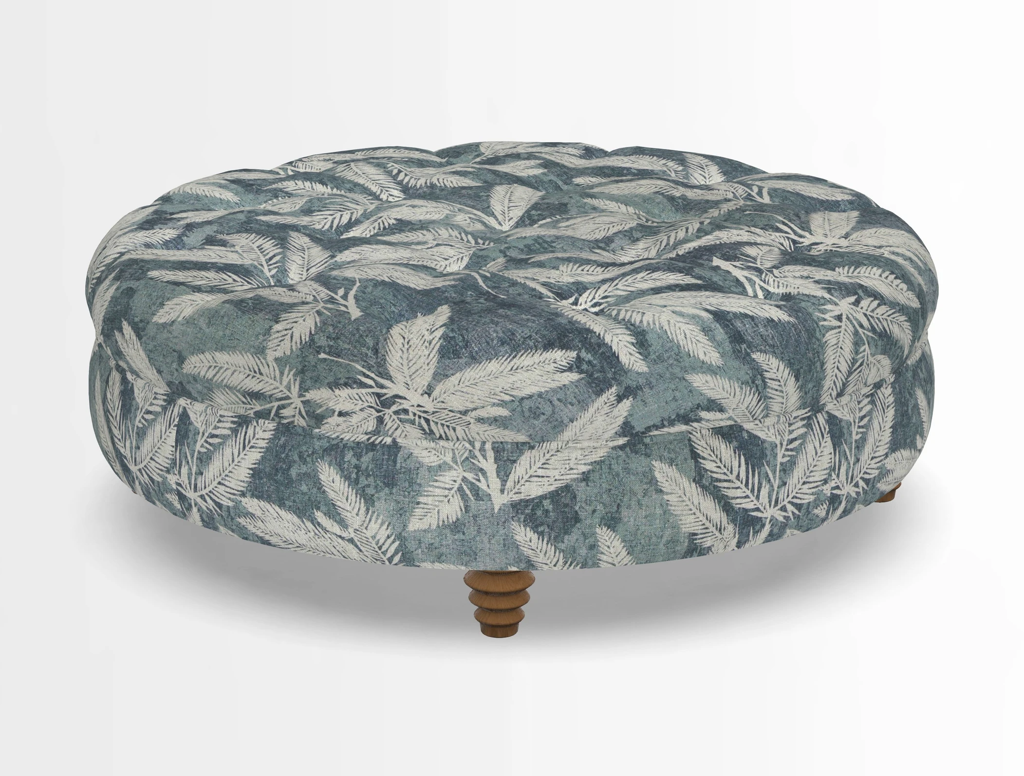 Helmsley Round Footstool in Linwood Omega Velvet Navy