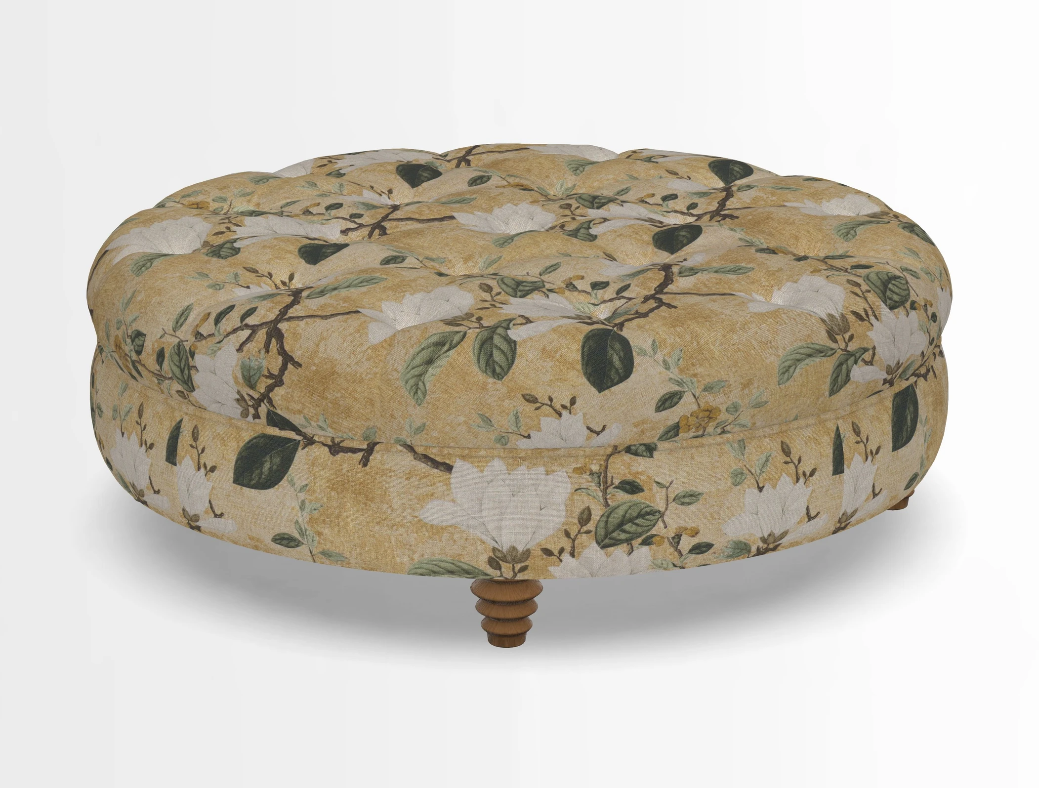 Helmsley Round Footstool in Linwood Omega Velvet Navy