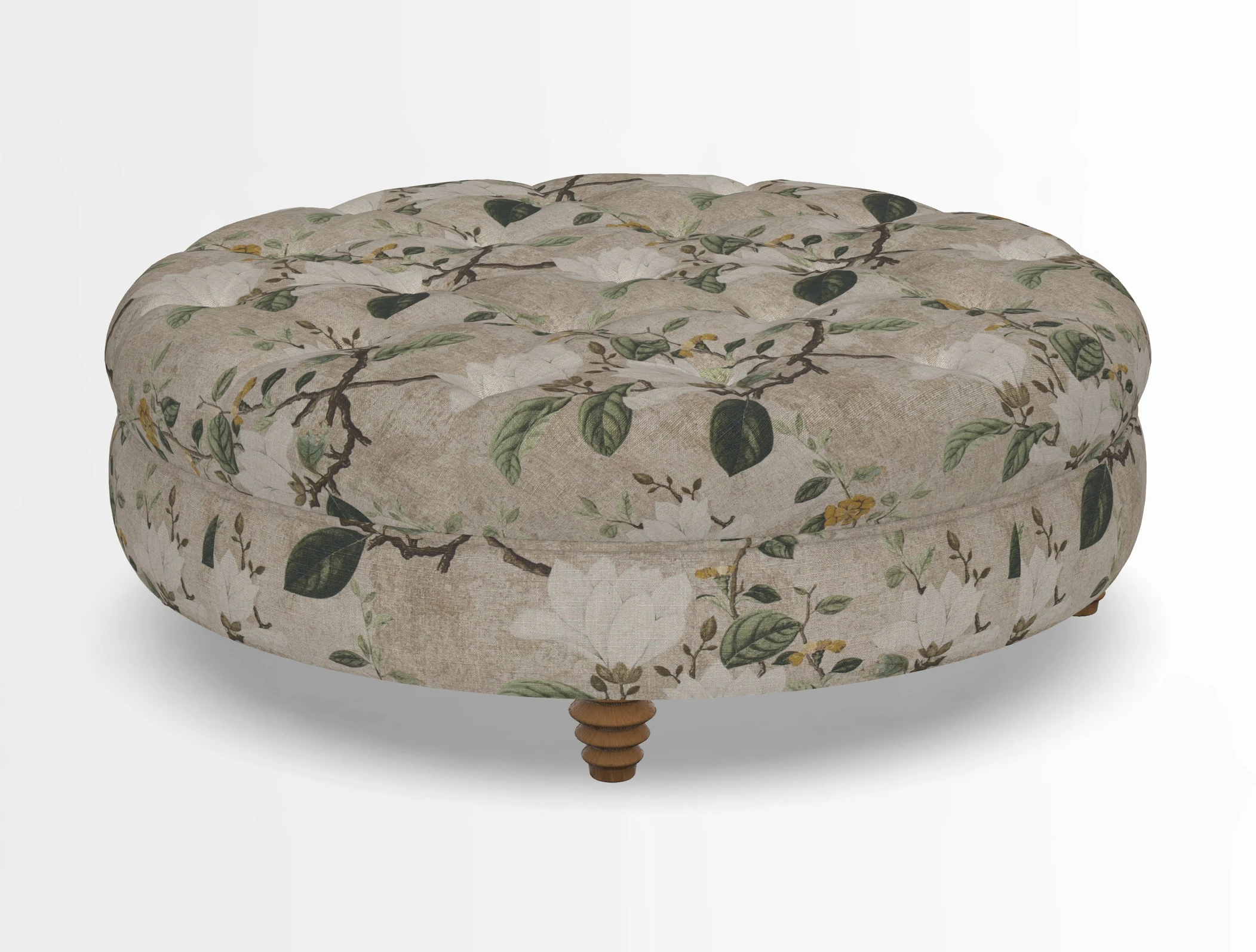 Helmsley Round Footstool in Linwood Omega Velvet Navy