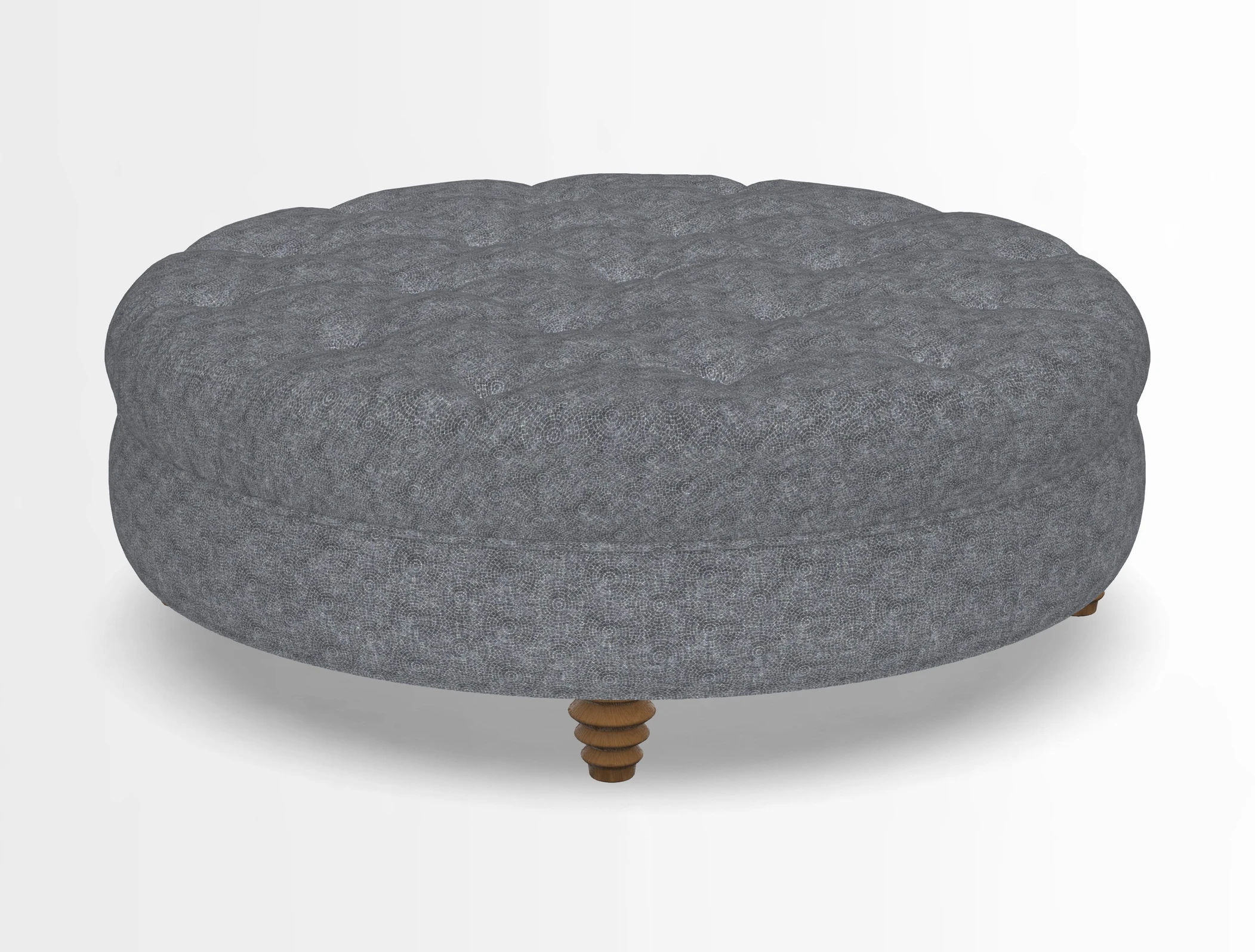 Helmsley Round Footstool in Linwood Omega Velvet Navy