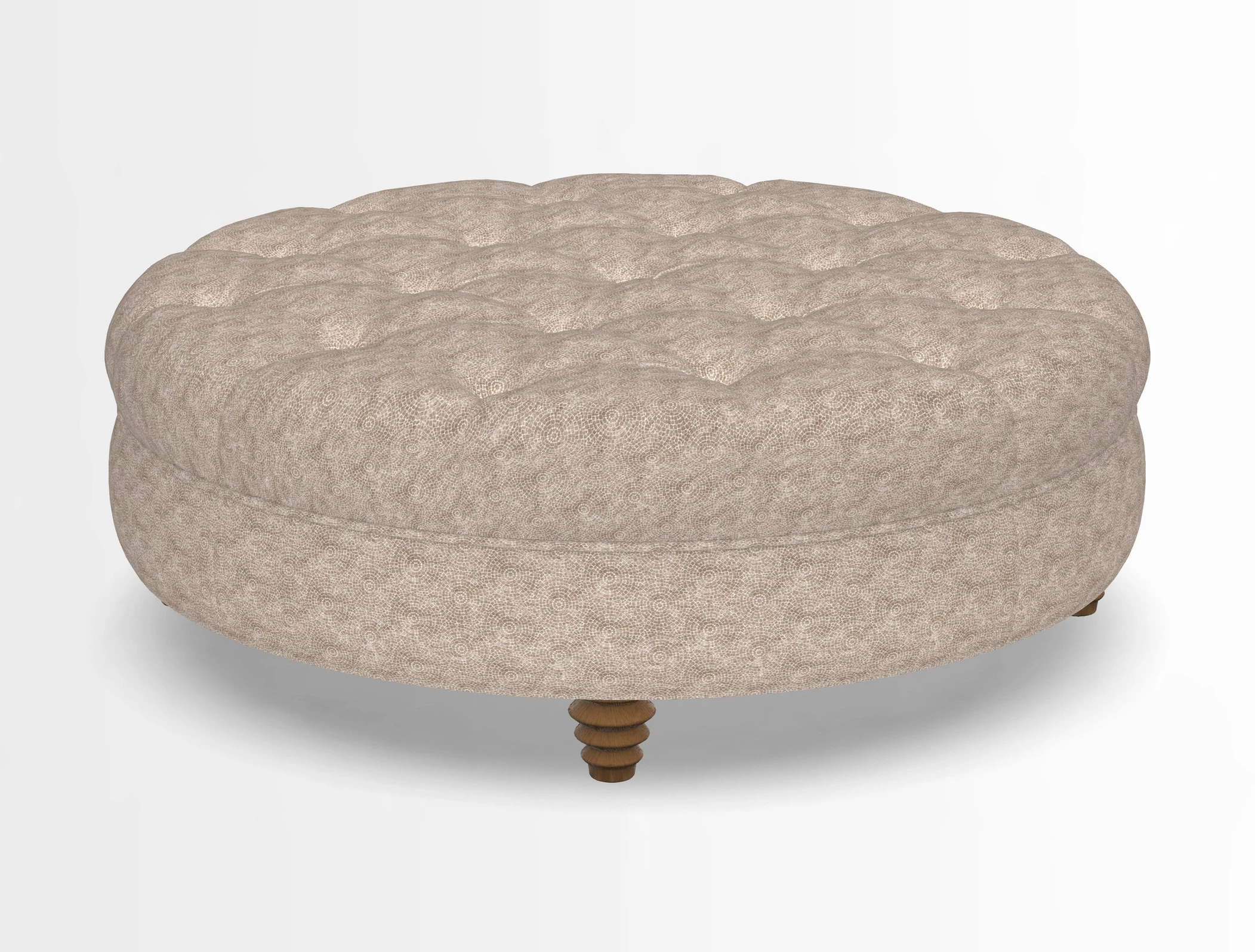 Helmsley Round Footstool in Linwood Omega Velvet Navy