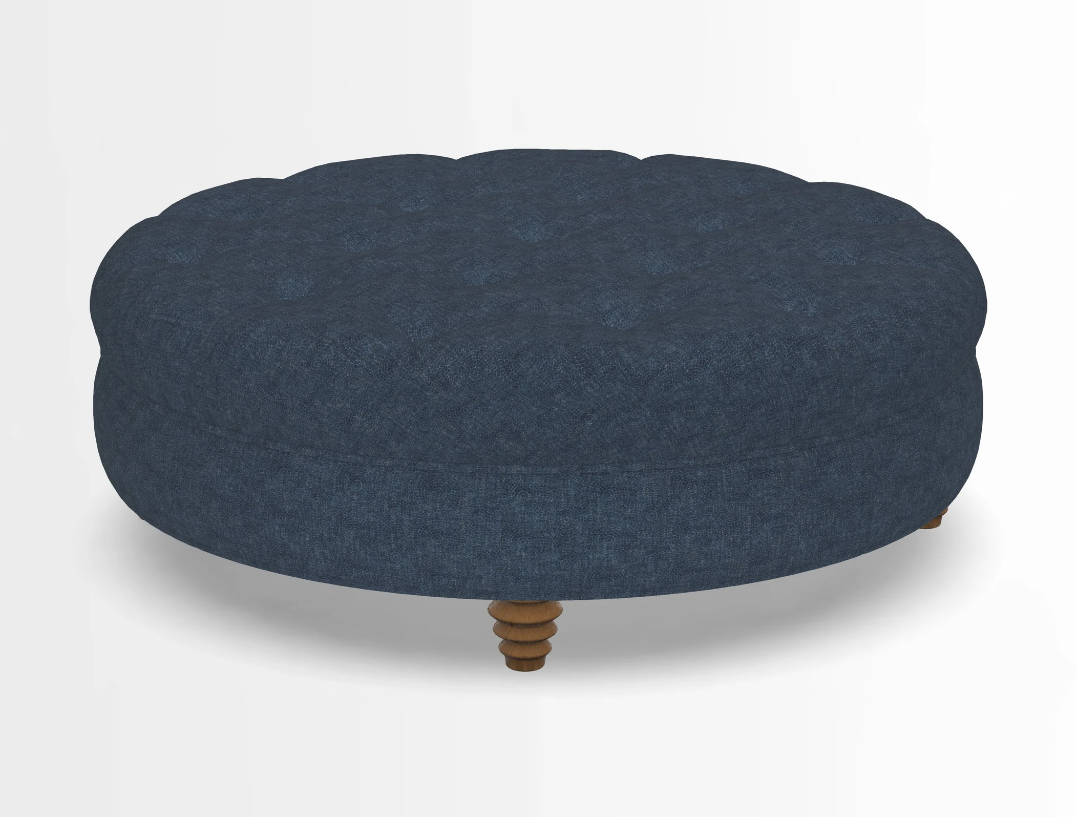 Helmsley Round Footstool in Linwood Omega Velvet Navy