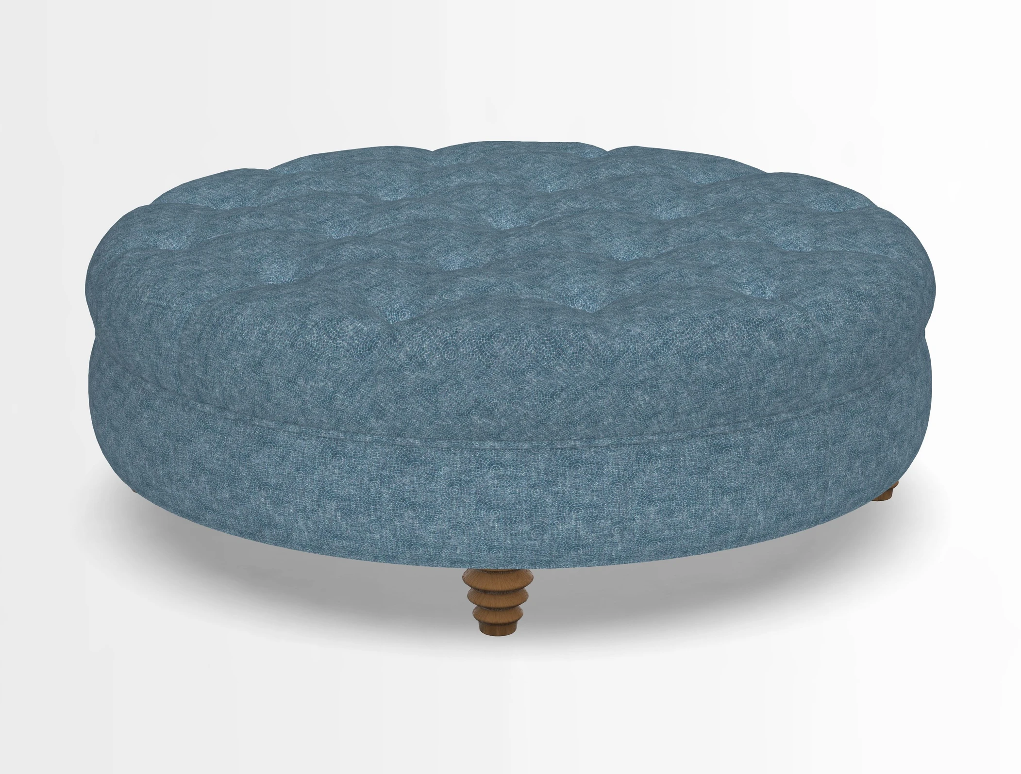 Helmsley Round Footstool in Linwood Omega Velvet Navy