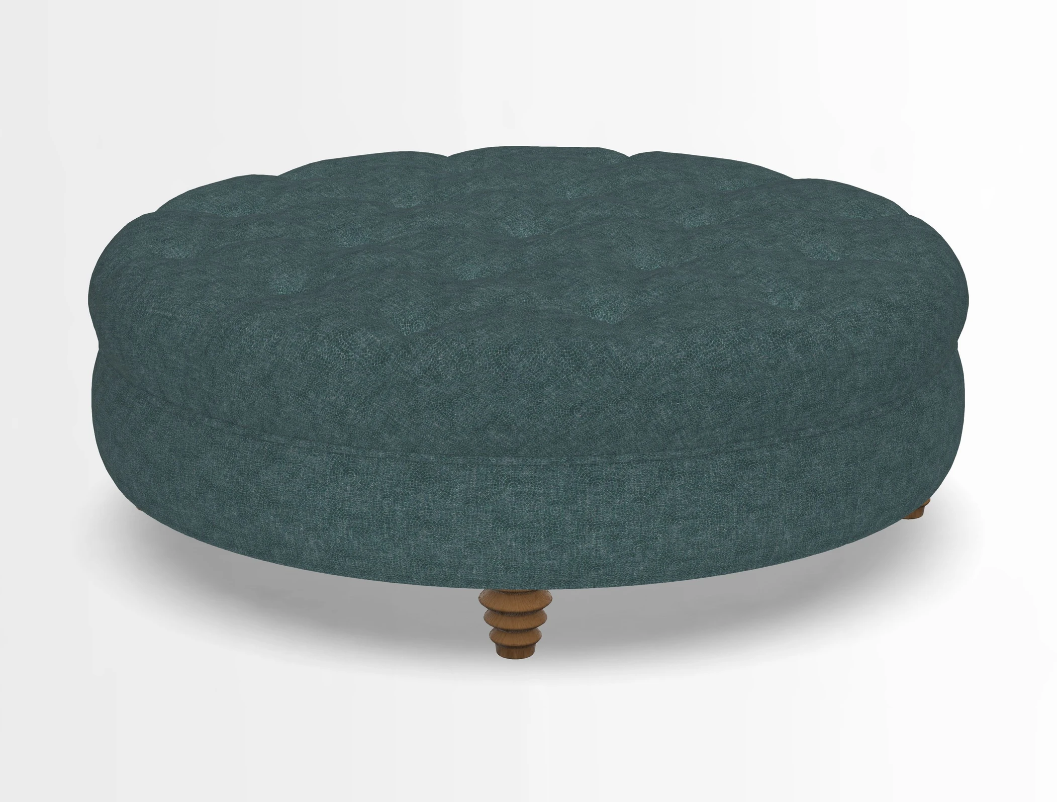 Helmsley Round Footstool in Linwood Omega Velvet Navy