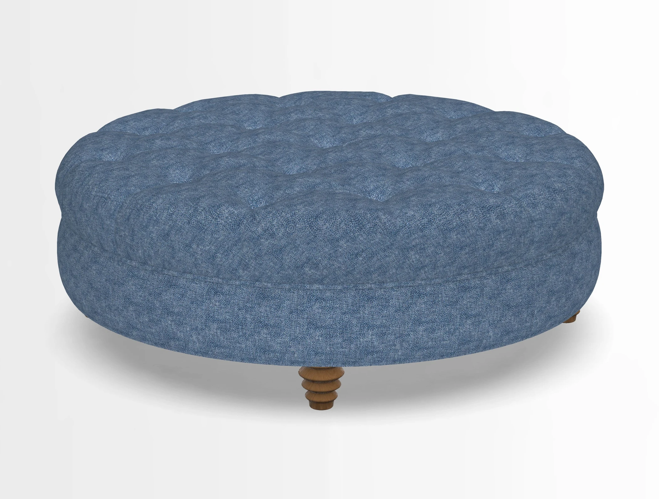 Helmsley Round Footstool in Linwood Omega Velvet Navy