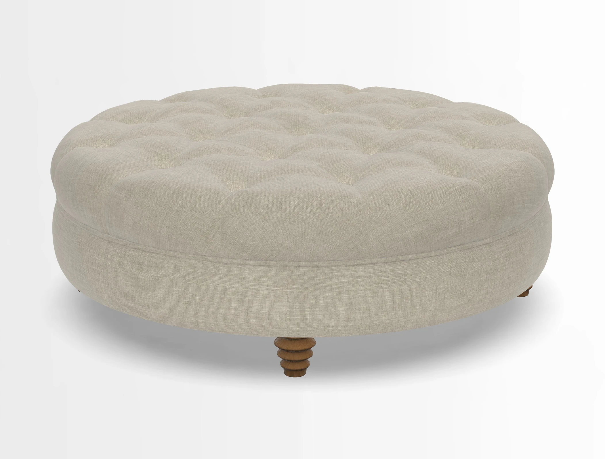 Helmsley Round Footstool in Linwood Omega Velvet Navy
