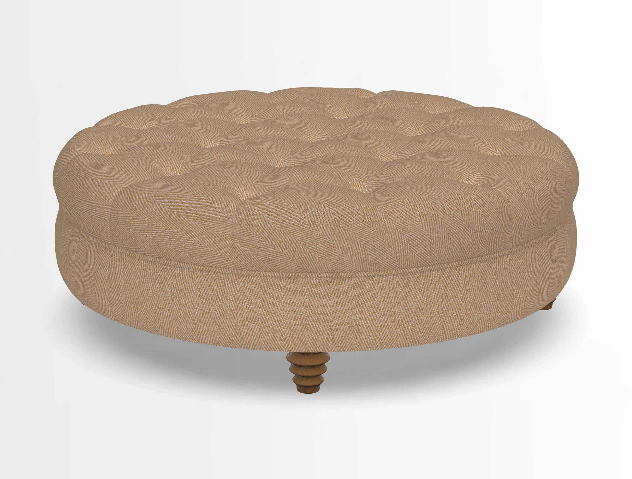 Helmsley Round Footstool in Linwood Omega Velvet Navy