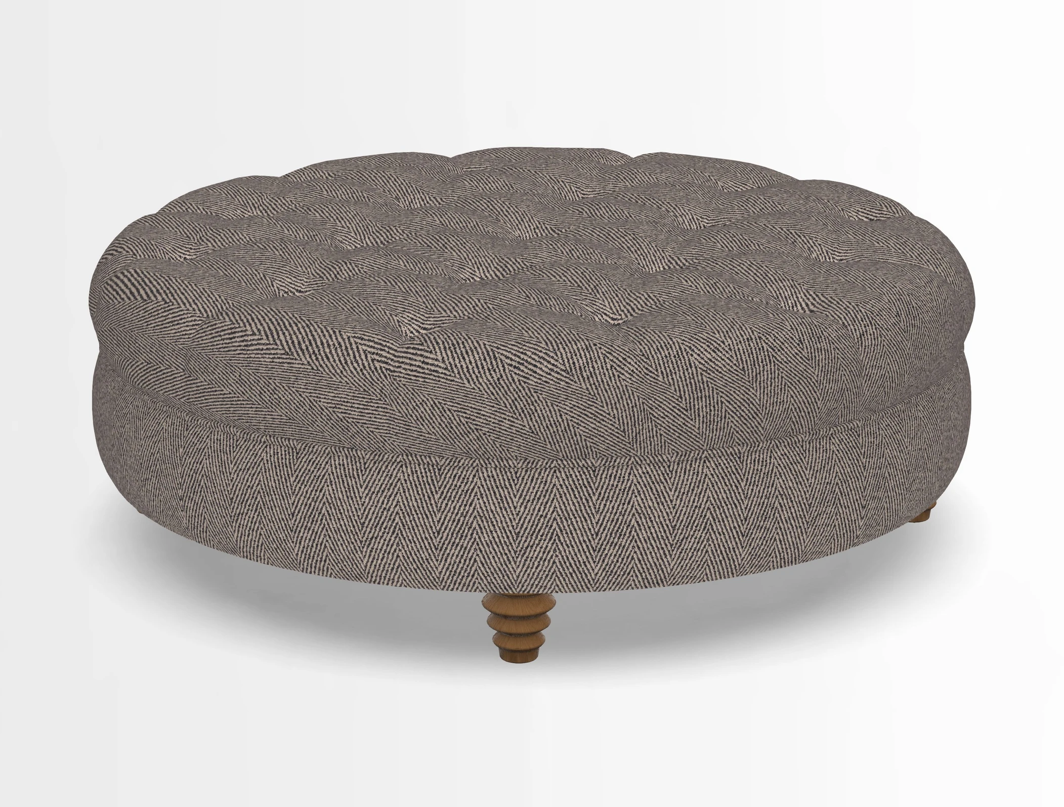 Helmsley Round Footstool in Linwood Omega Velvet Navy