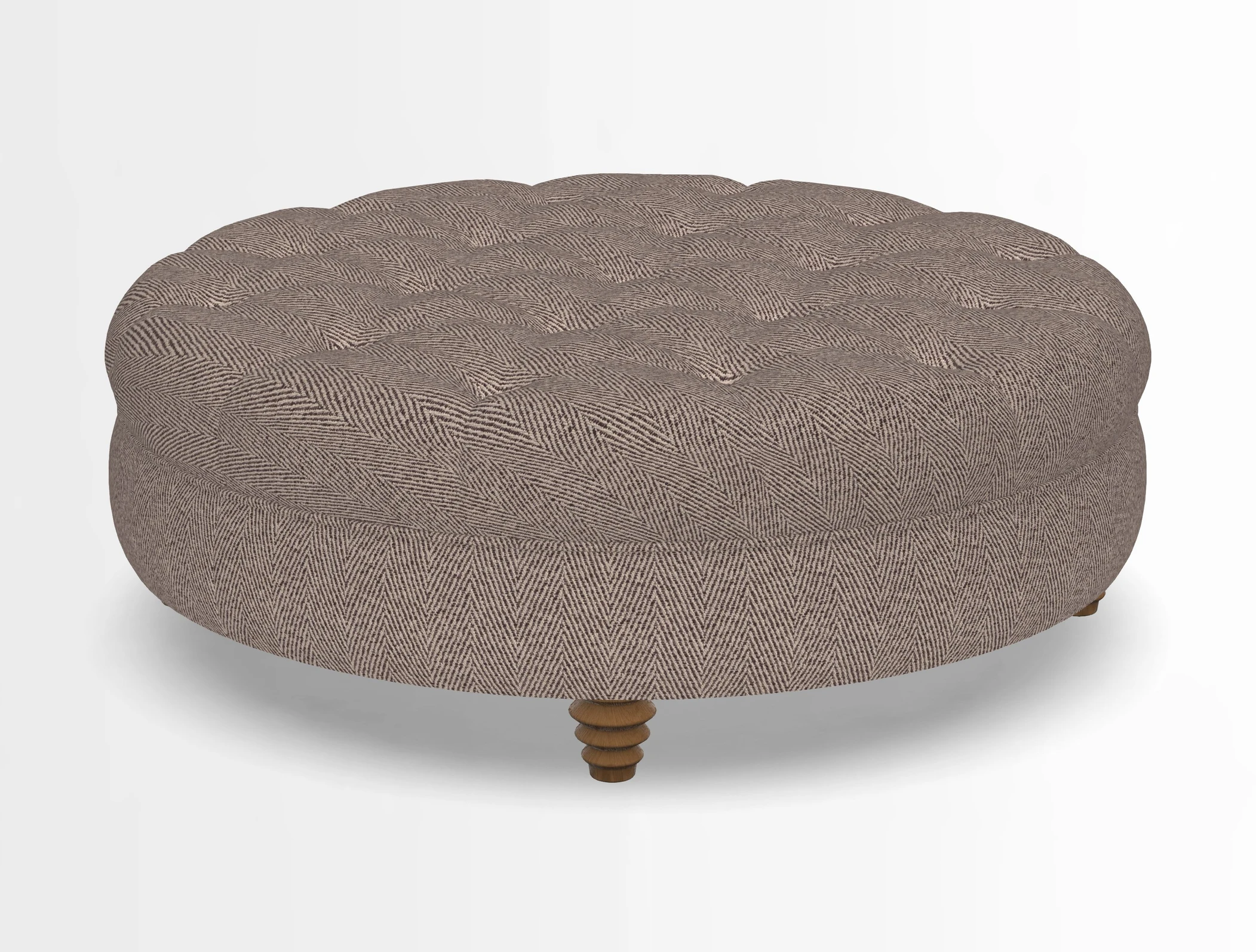 Helmsley Round Footstool in Linwood Omega Velvet Navy