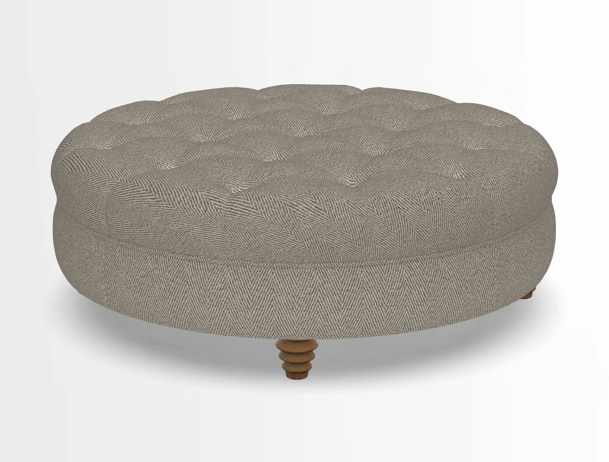 Helmsley Round Footstool in Linwood Omega Velvet Navy