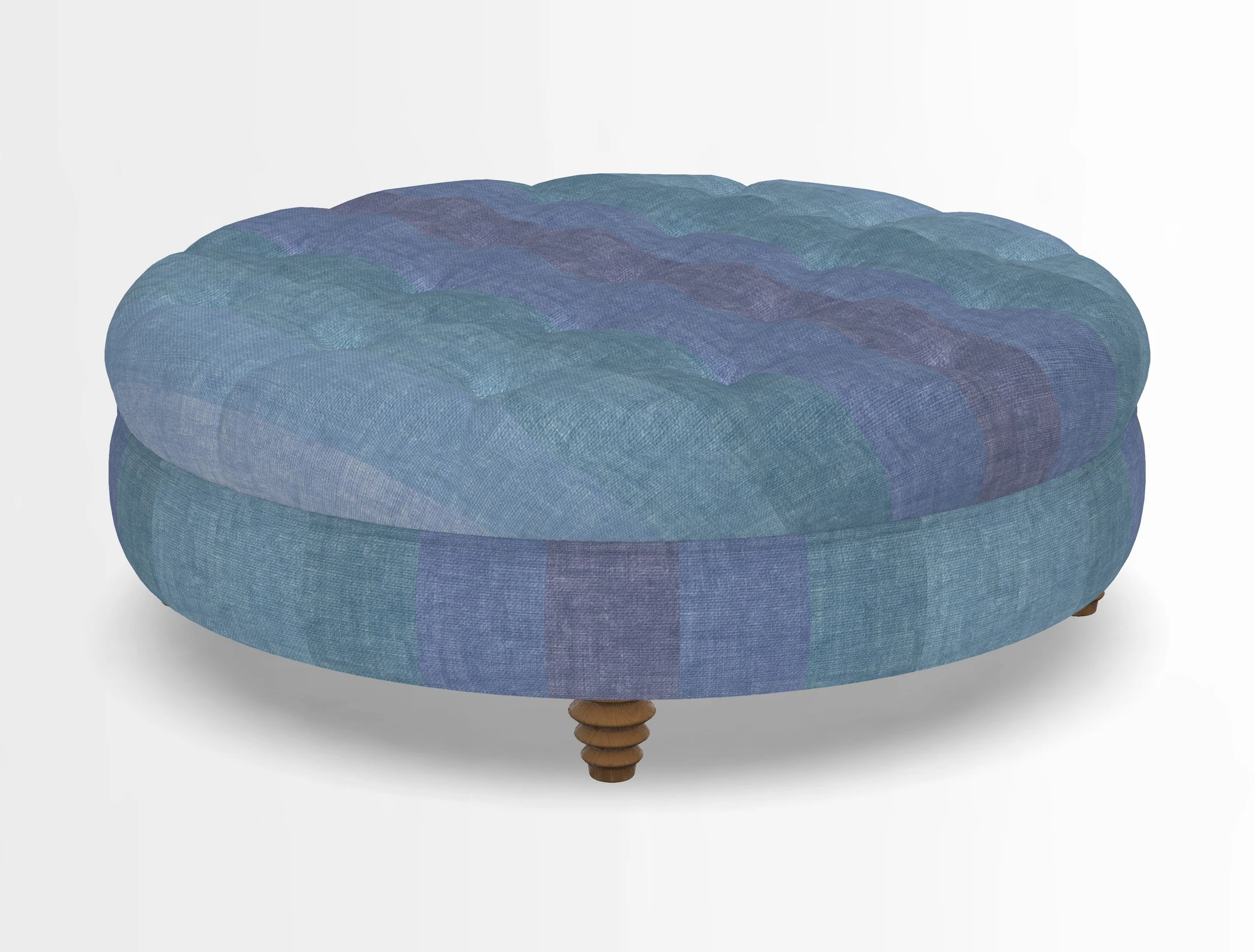Helmsley Round Footstool in Linwood Omega Velvet Navy
