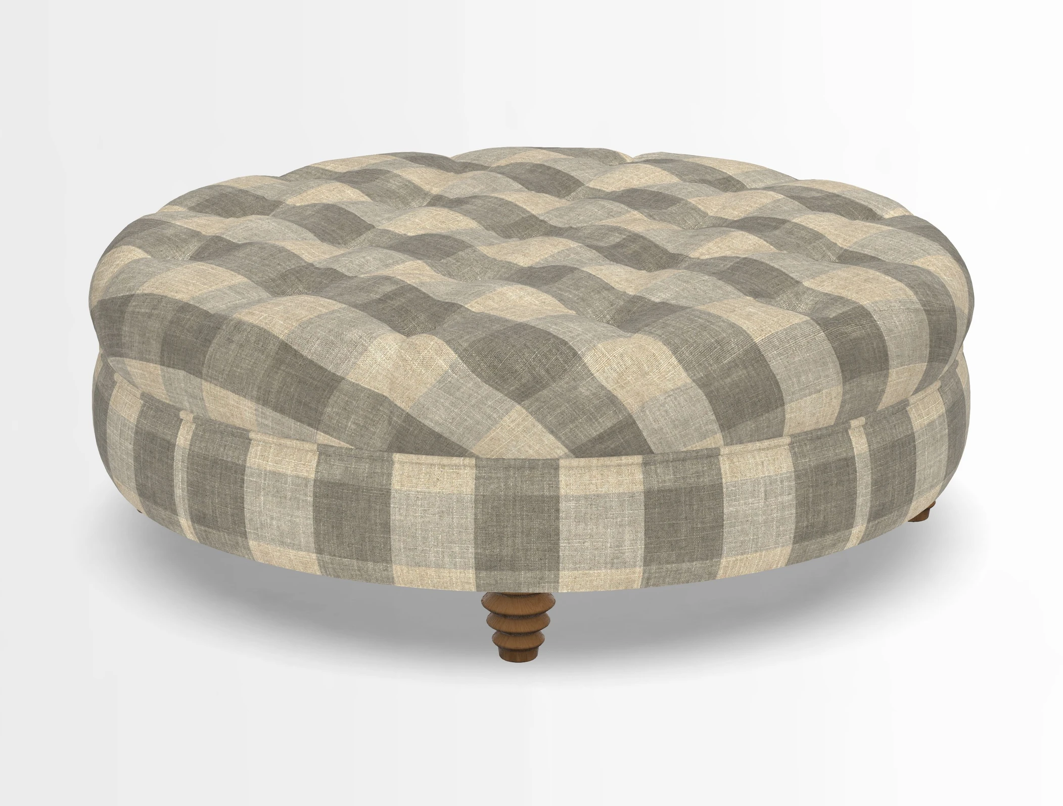 Helmsley Round Footstool in Linwood Omega Velvet Navy