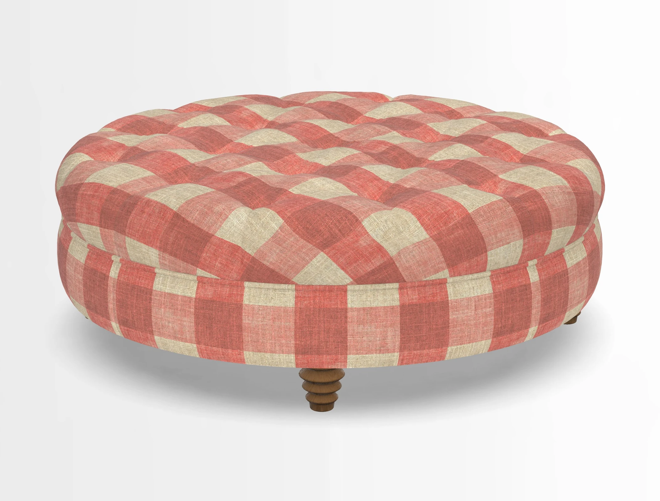 Helmsley Round Footstool in Linwood Omega Velvet Navy