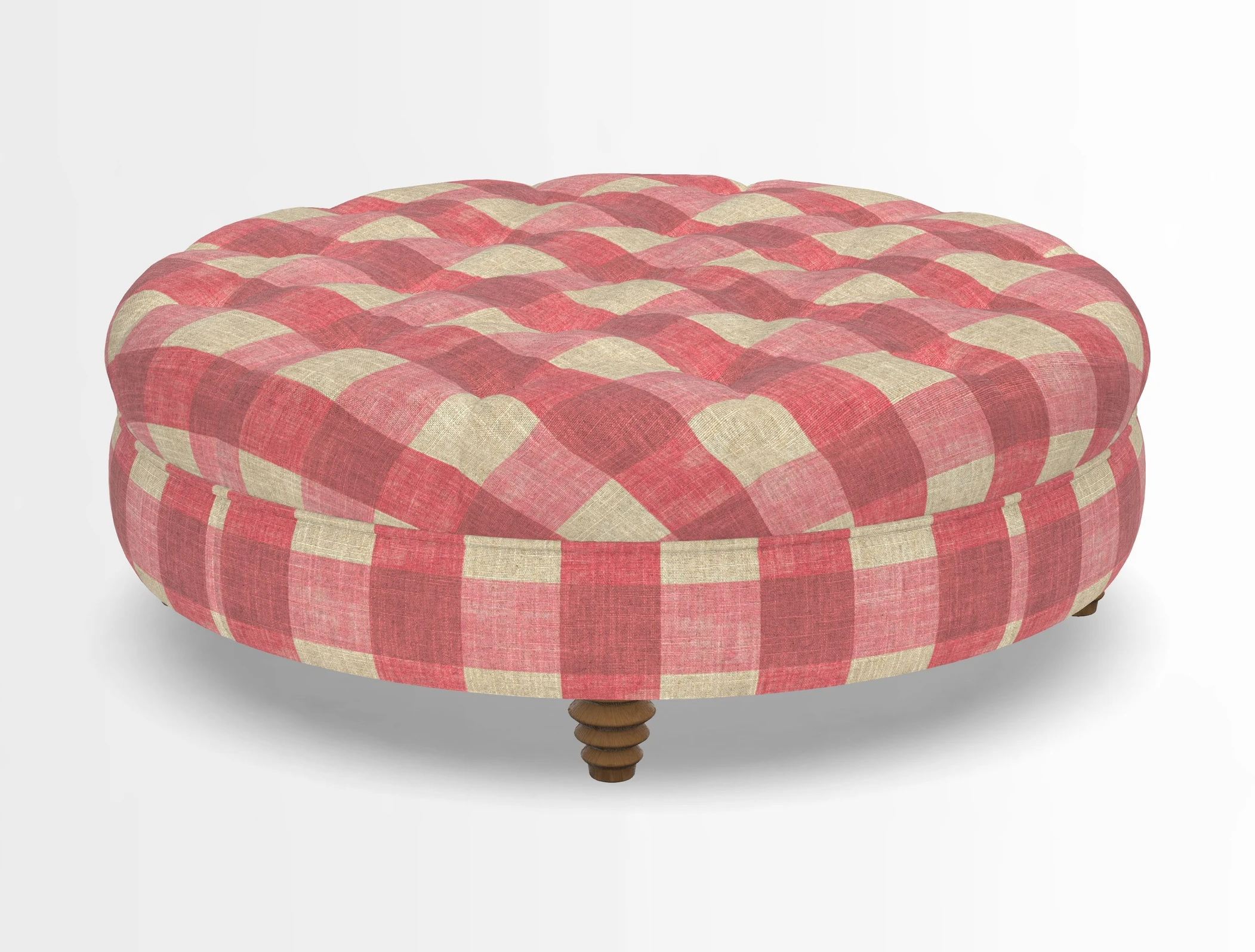 Helmsley Round Footstool in Linwood Omega Velvet Navy