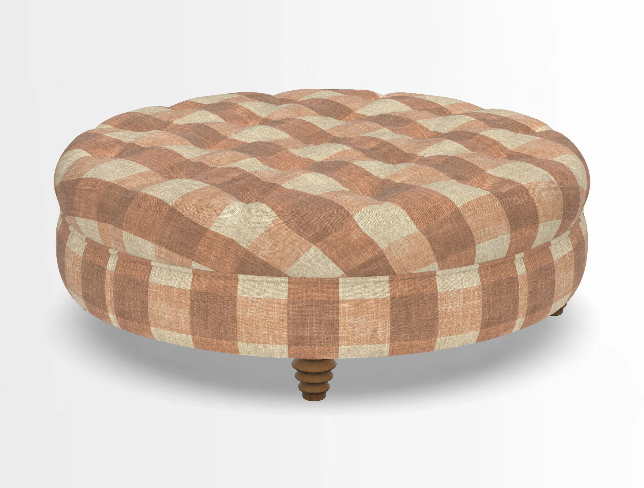 Helmsley Round Footstool in Linwood Omega Velvet Navy