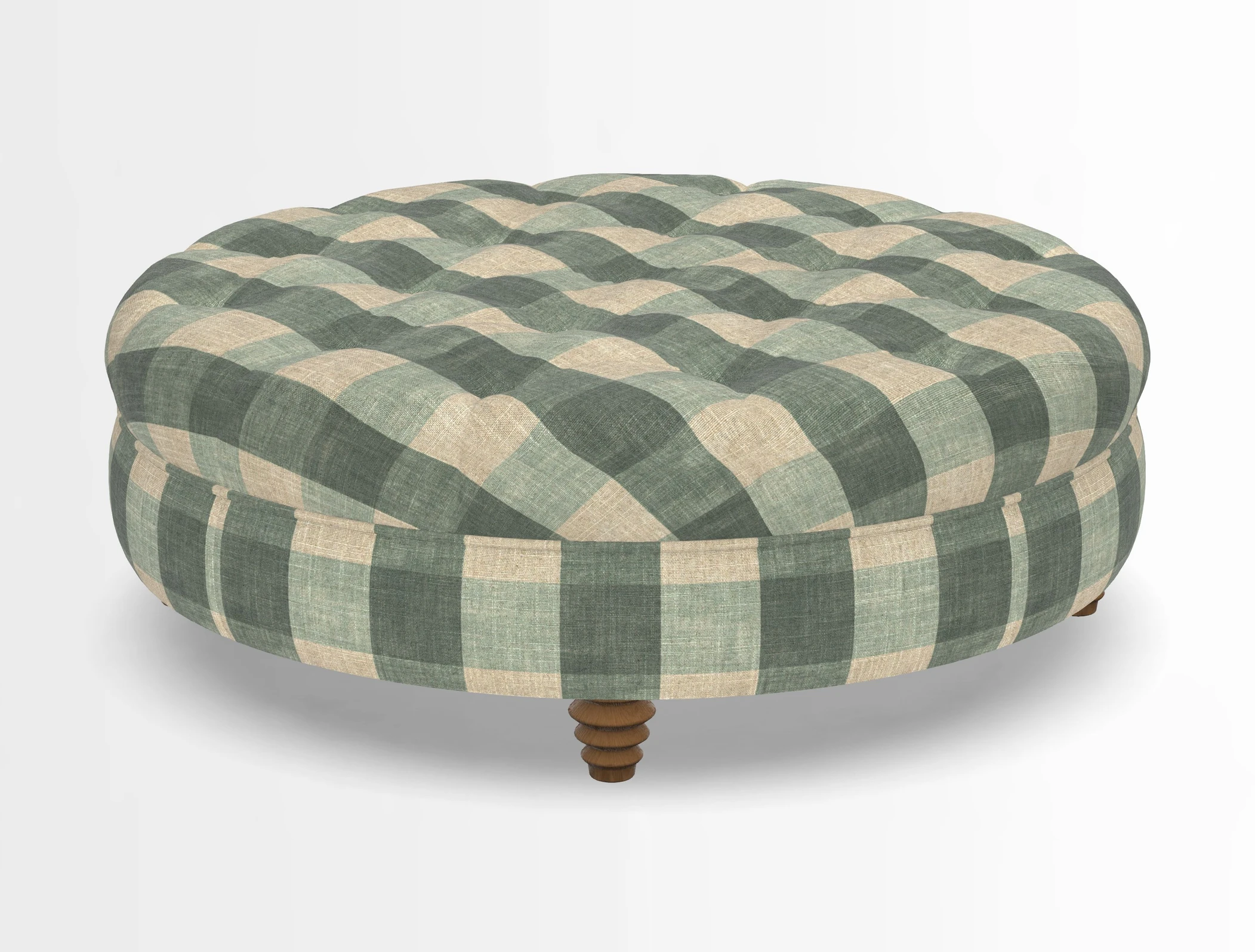 Helmsley Round Footstool in Linwood Omega Velvet Navy