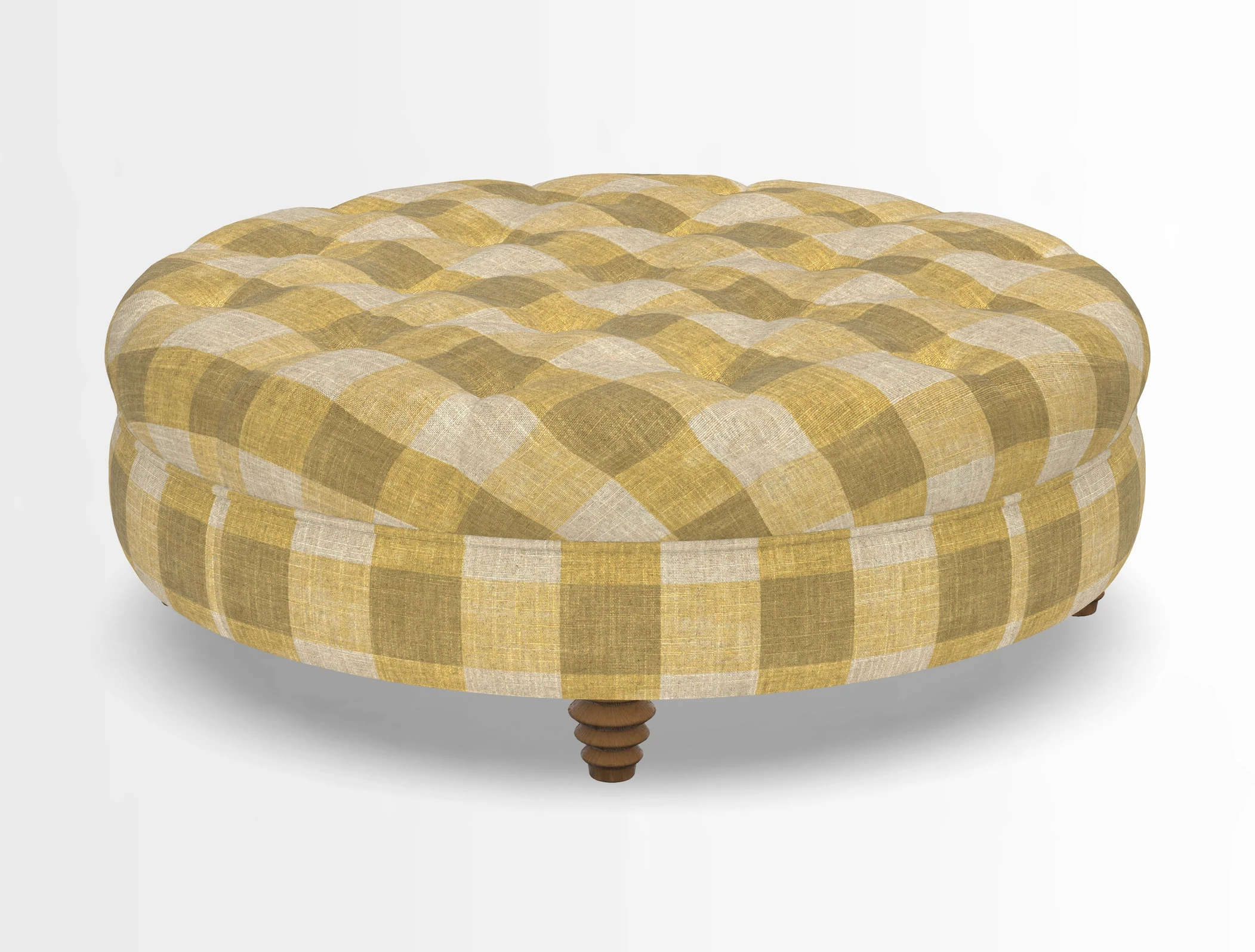 Helmsley Round Footstool in Linwood Omega Velvet Navy