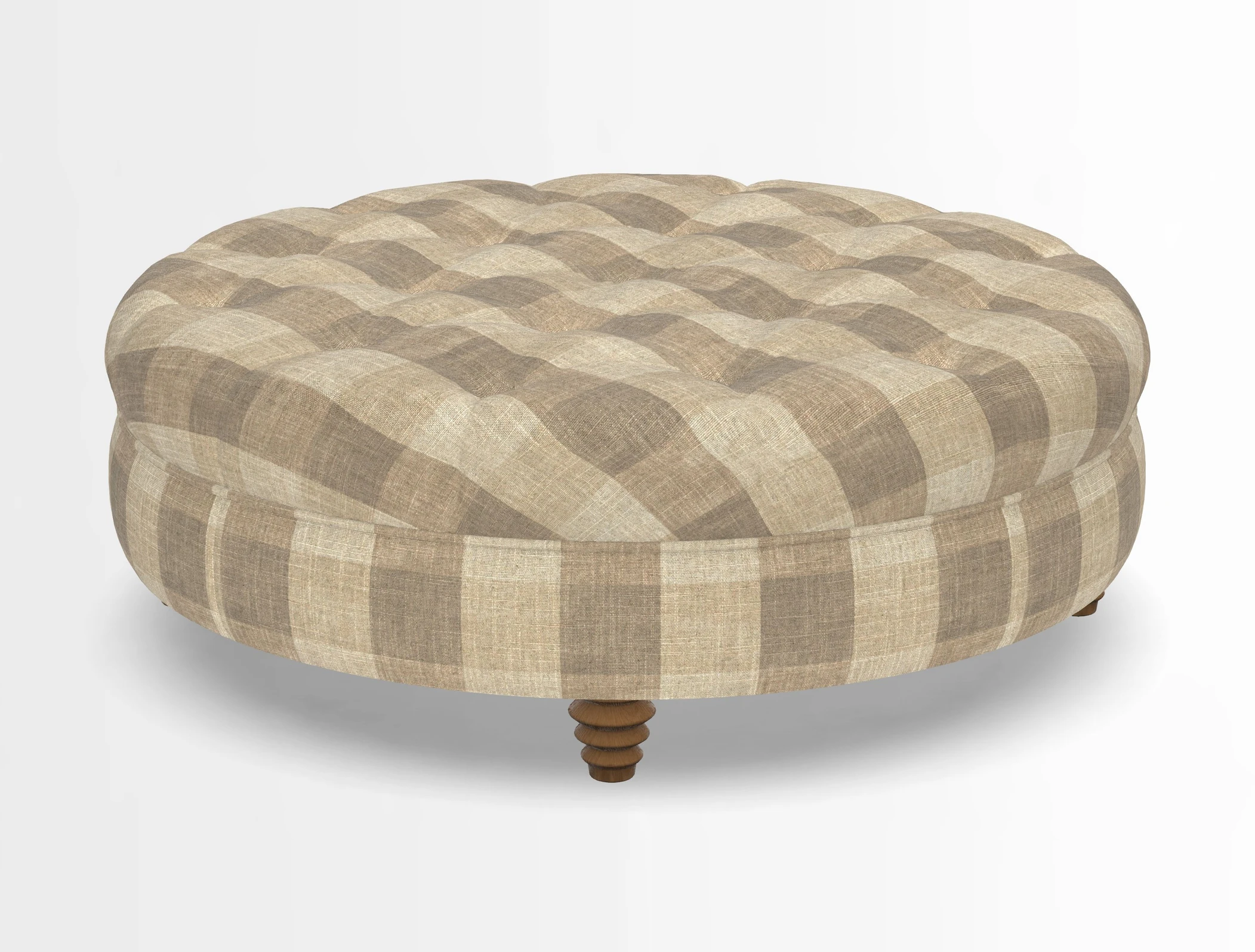 Helmsley Round Footstool in Linwood Omega Velvet Navy
