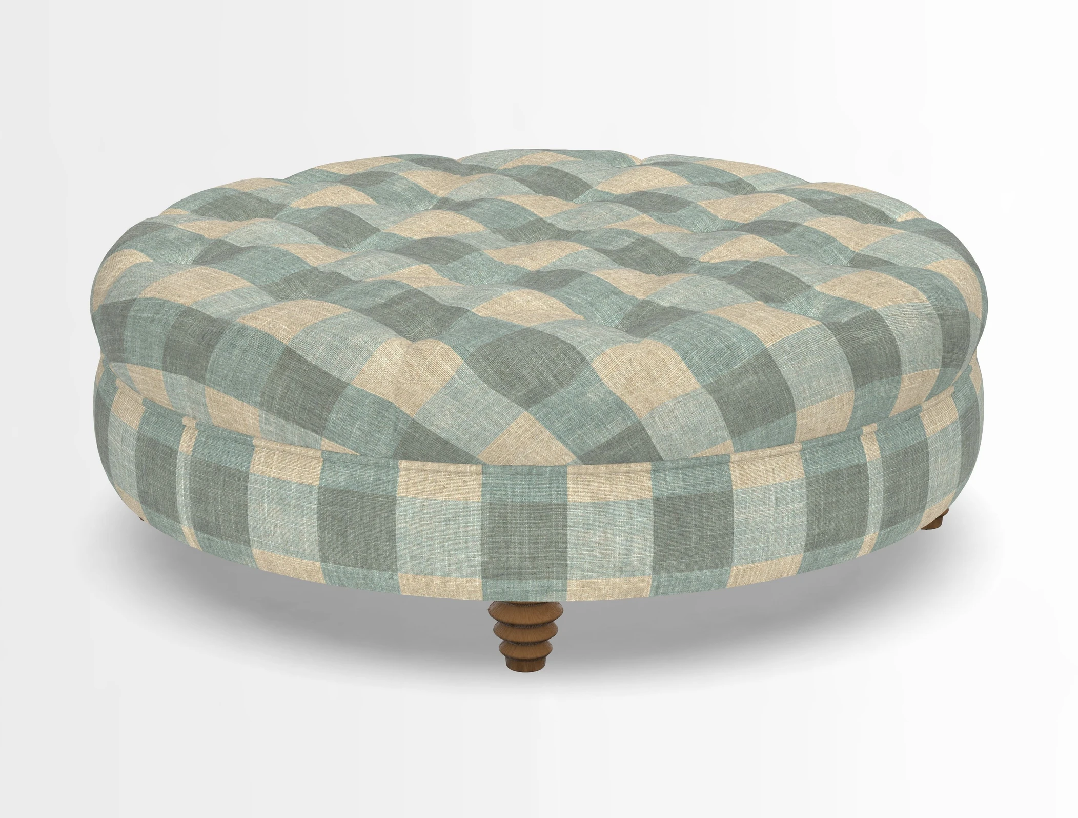 Helmsley Round Footstool in Linwood Omega Velvet Navy
