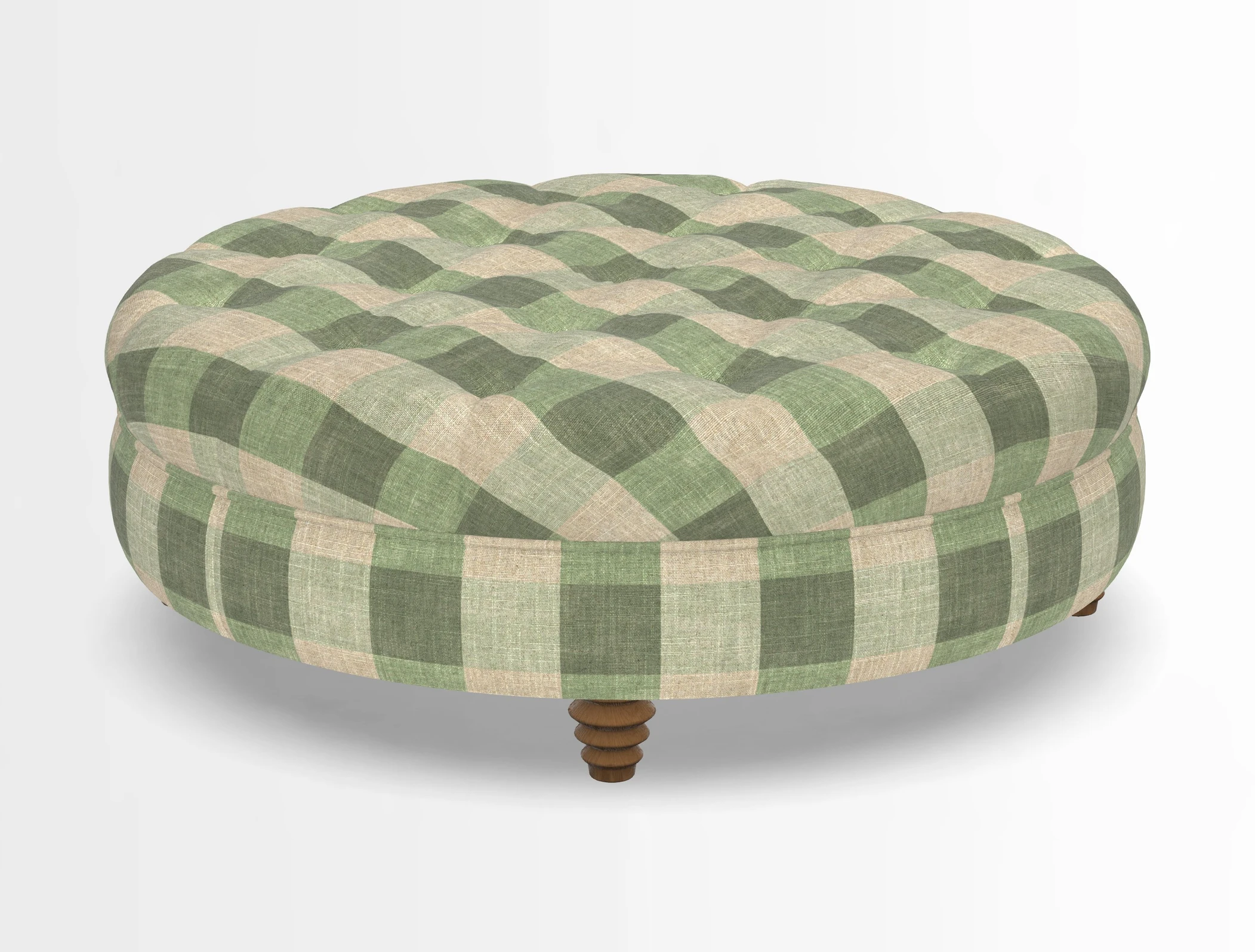 Helmsley Round Footstool in Linwood Omega Velvet Navy