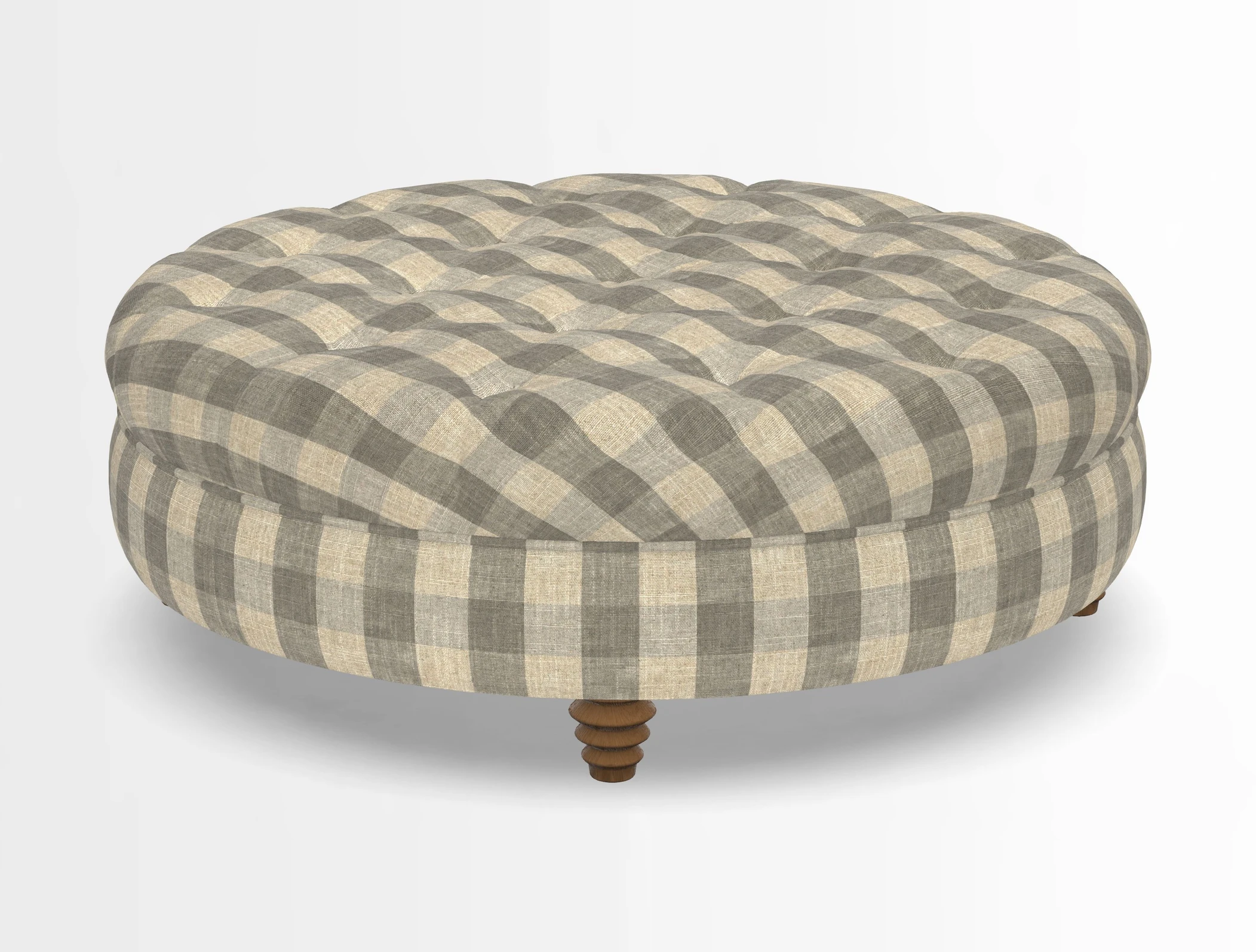 Helmsley Round Footstool in Linwood Omega Velvet Navy